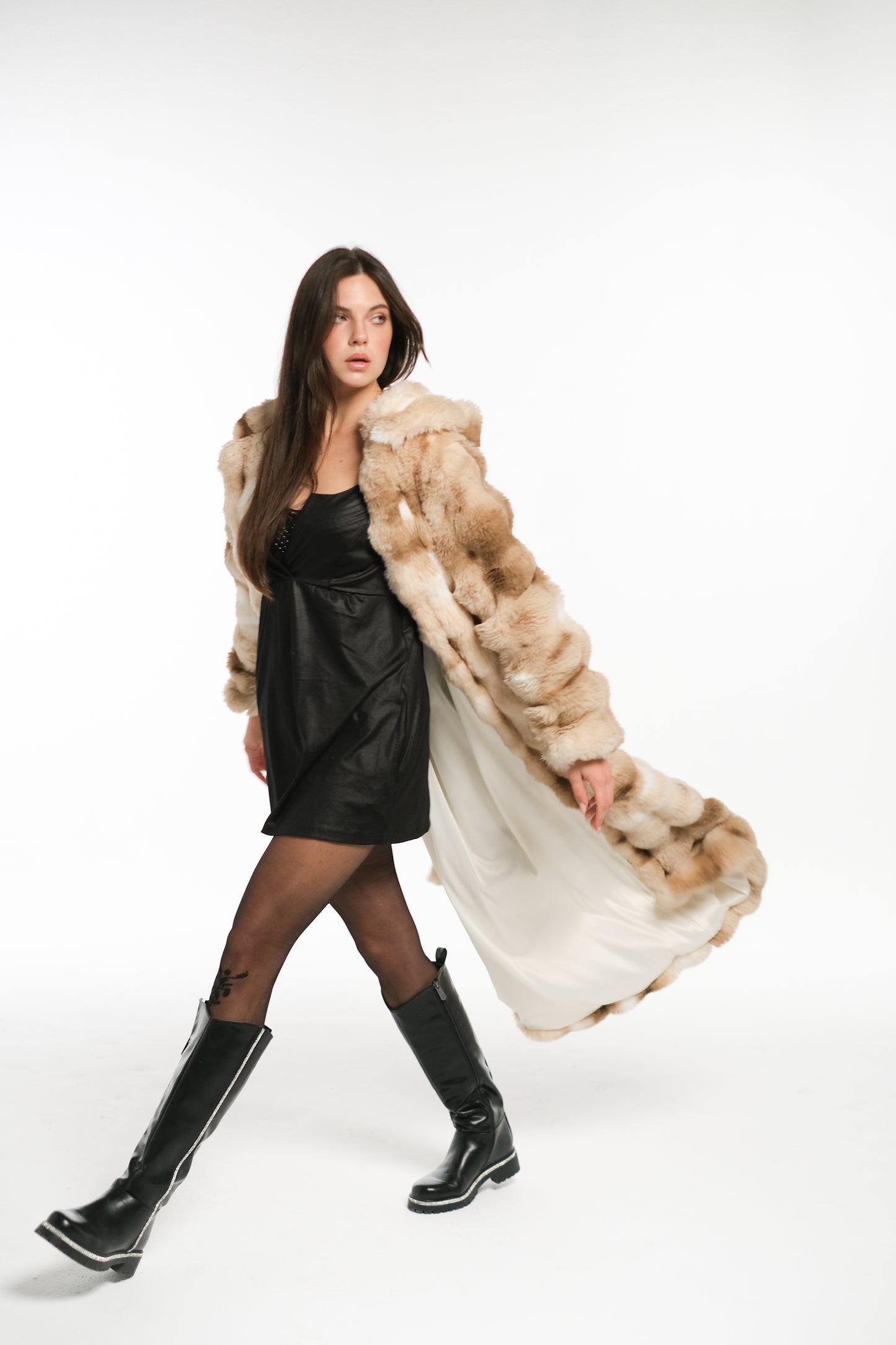 Cloud Camel-White Fur Coat