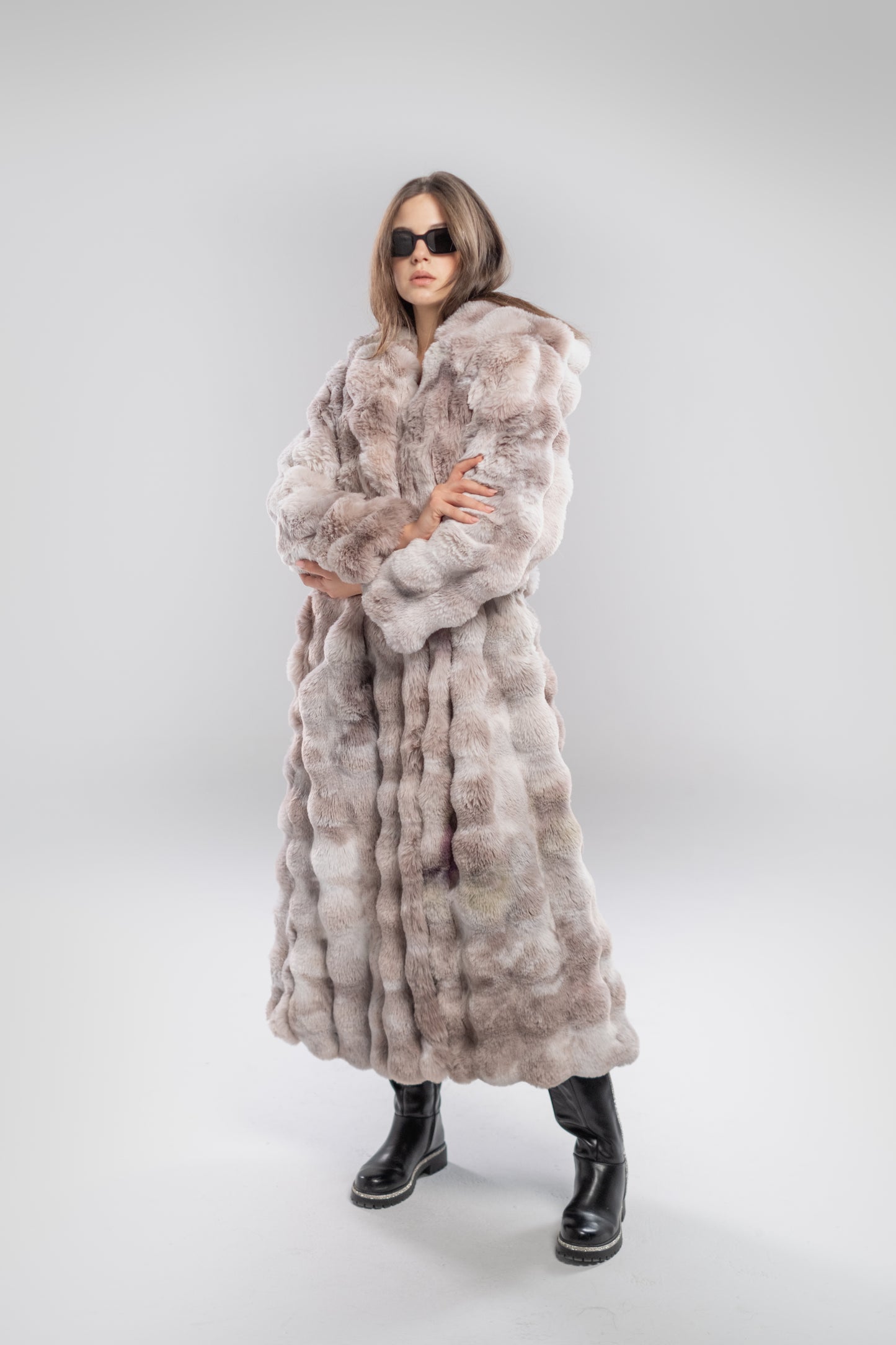 Cloud Grey-Purple Fur Coat