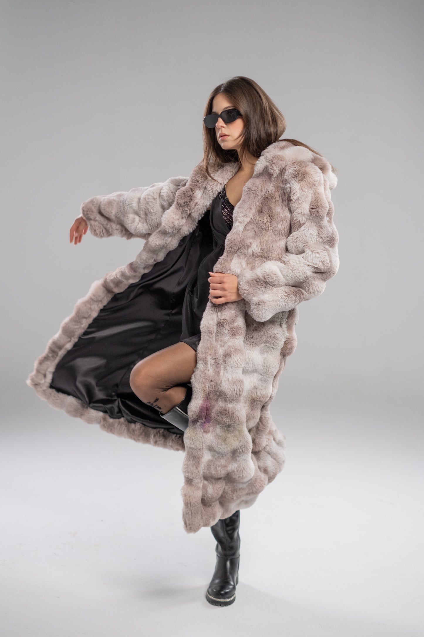 Cloud Grey-Purple Fur Coat