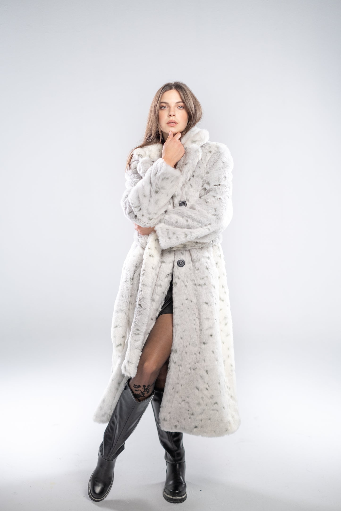 Tiger Black & White Fur Coat