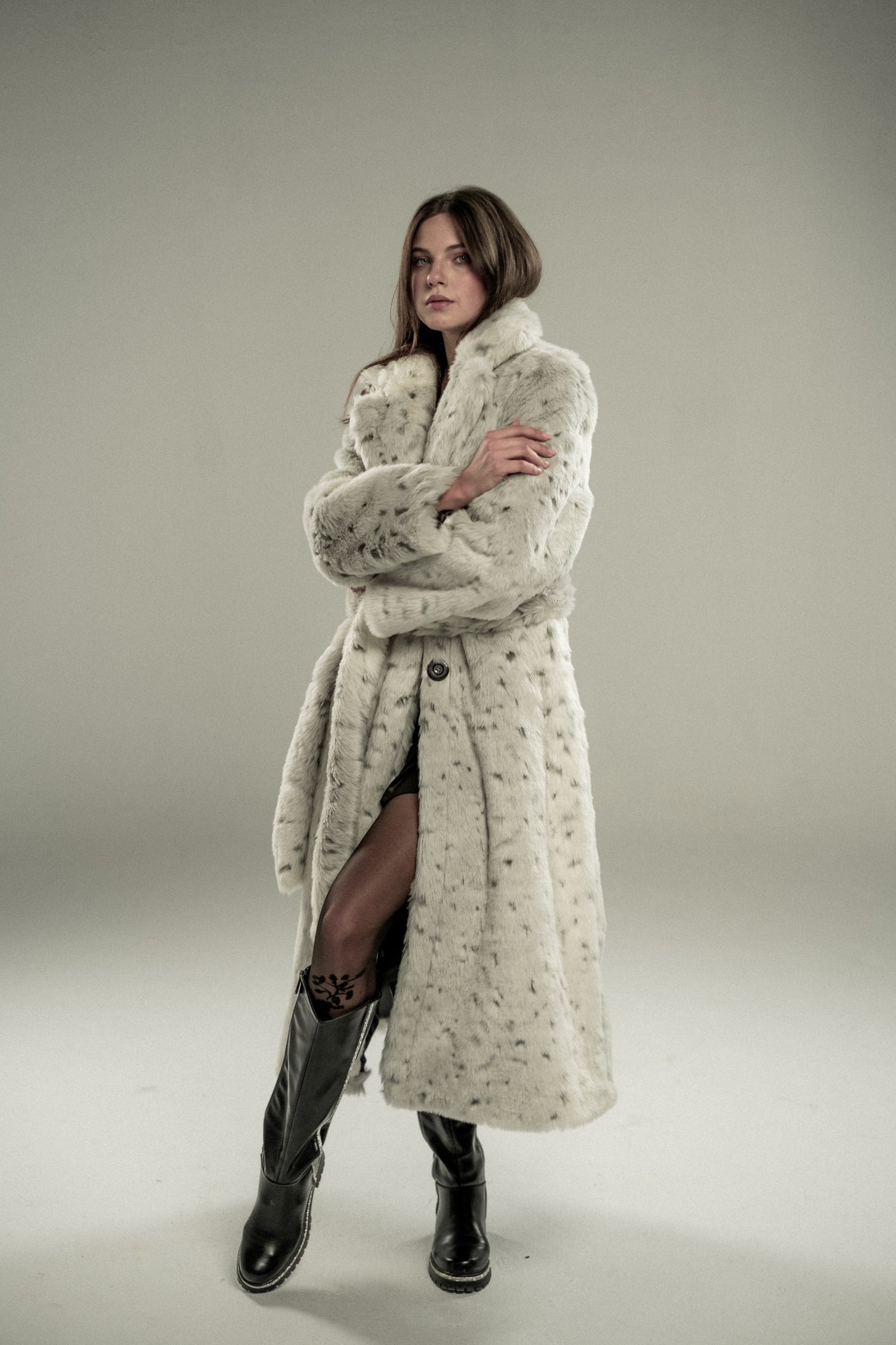 Tiger Black & White Fur Coat