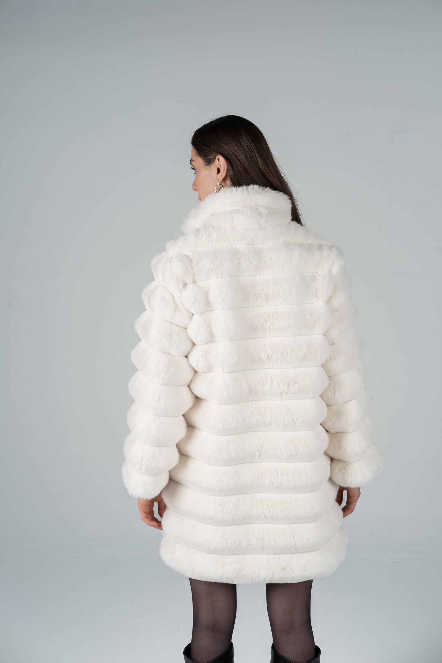 WINTER WHITE BANDED FUR COAT