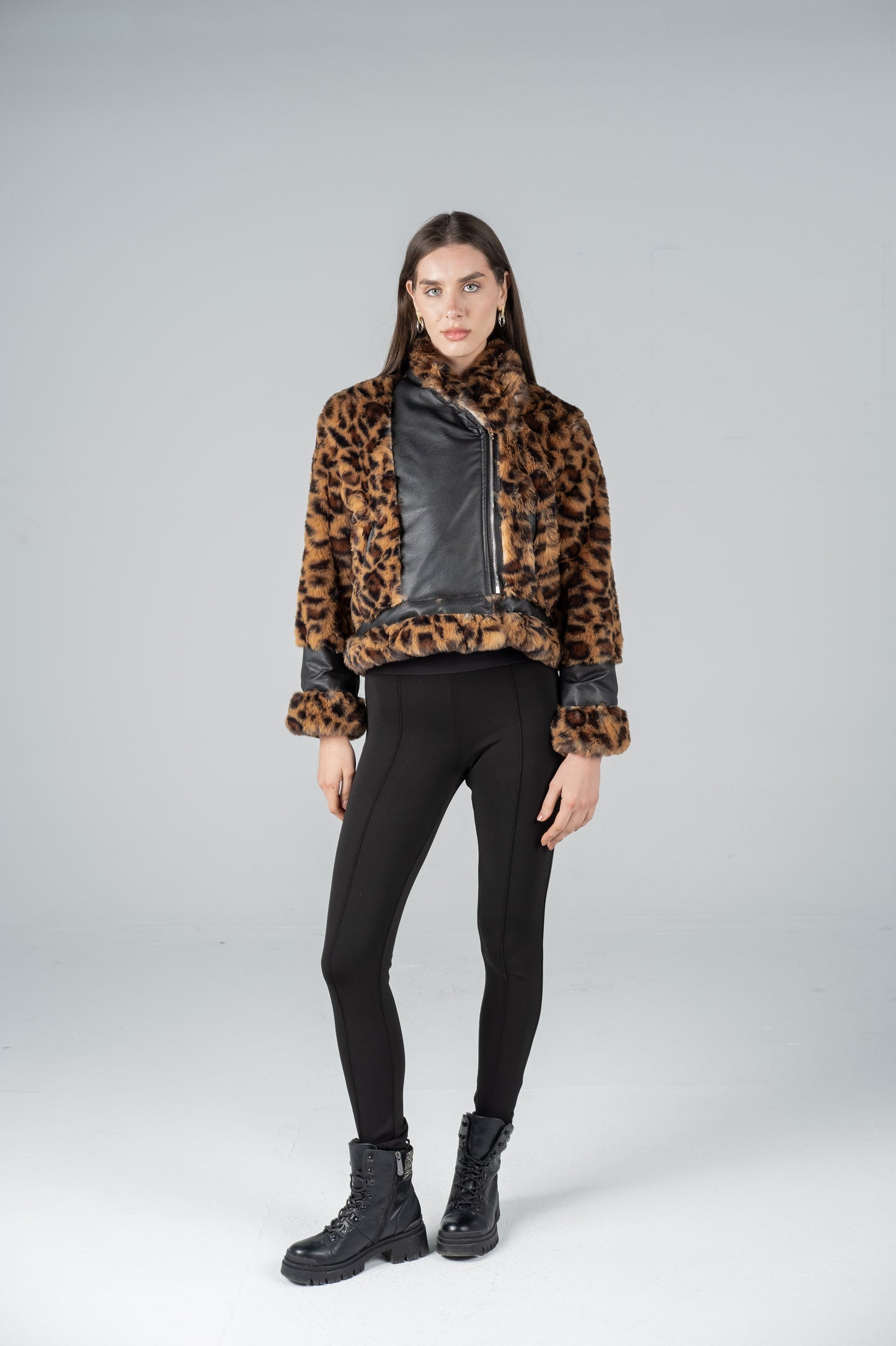 LEATHER-FUR BOMBER JACKET