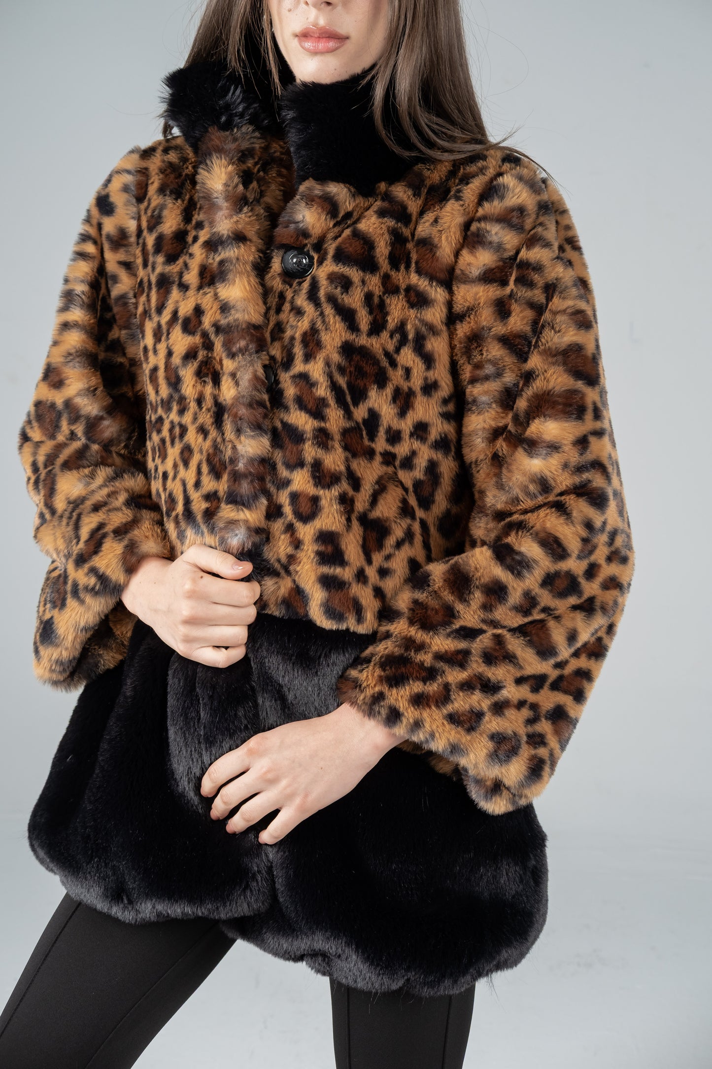 TWO-TONE LEOPARD FUR JACKET