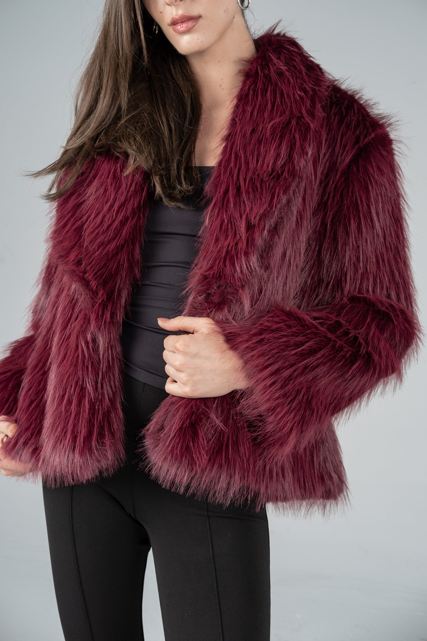 CROPPED SHAGGY FUR JACKET