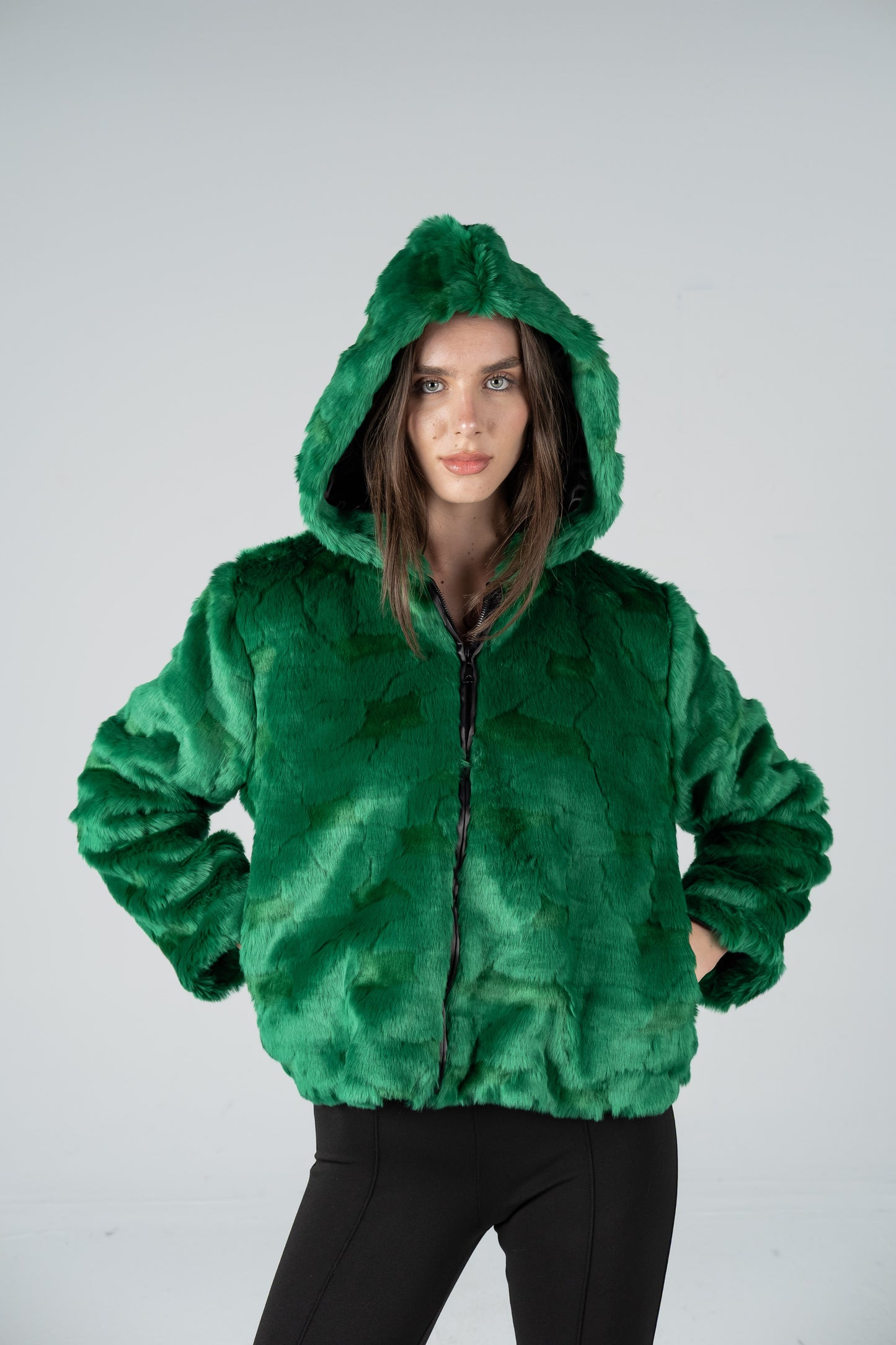 EMERALD ZIP FUR JACKET