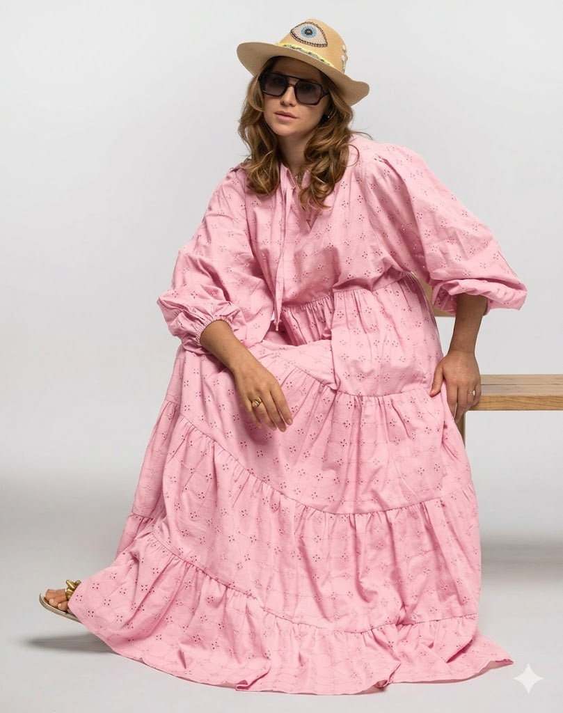SKY BLOOM EYELET DRESS