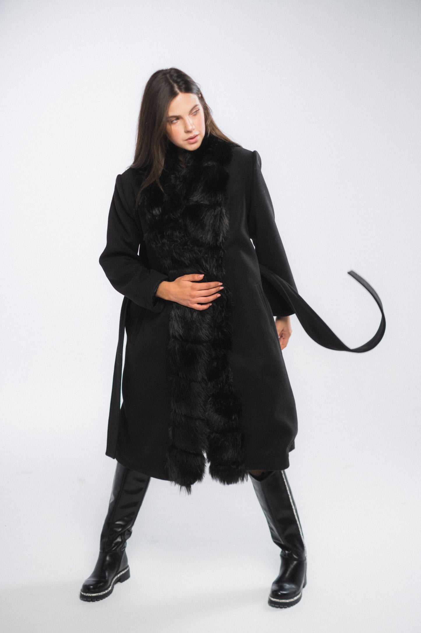 Prominent Wool Russet-Fur Coat