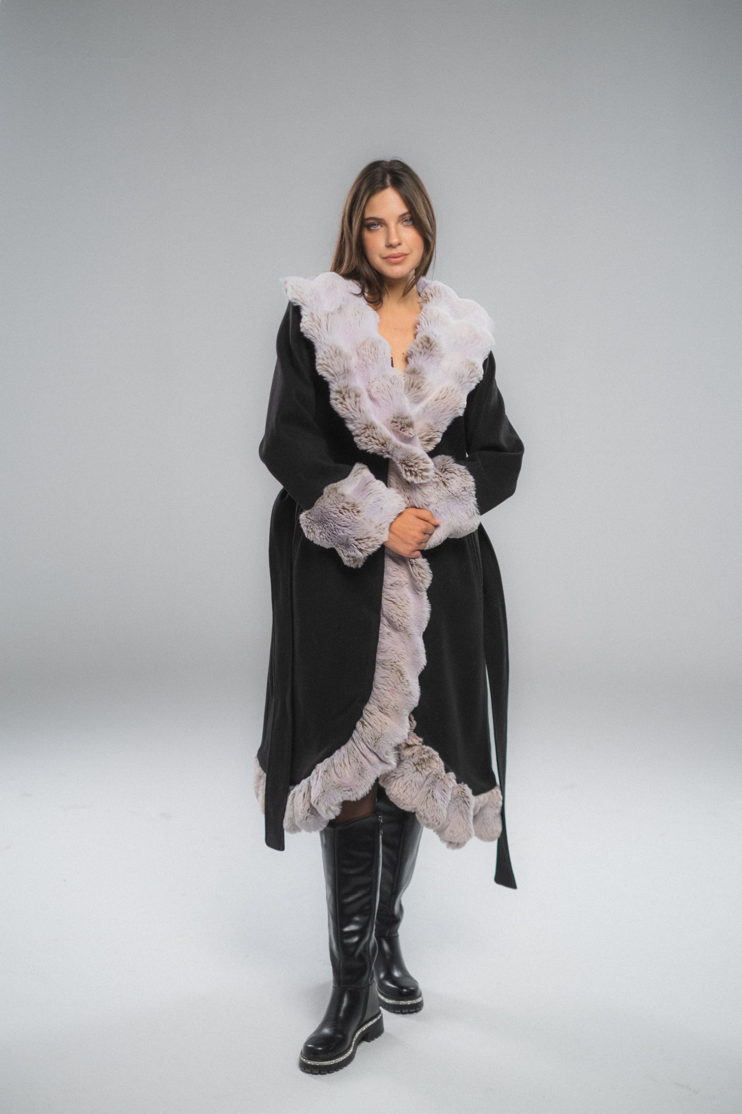 Circled Cloud Fur Fabric Coat