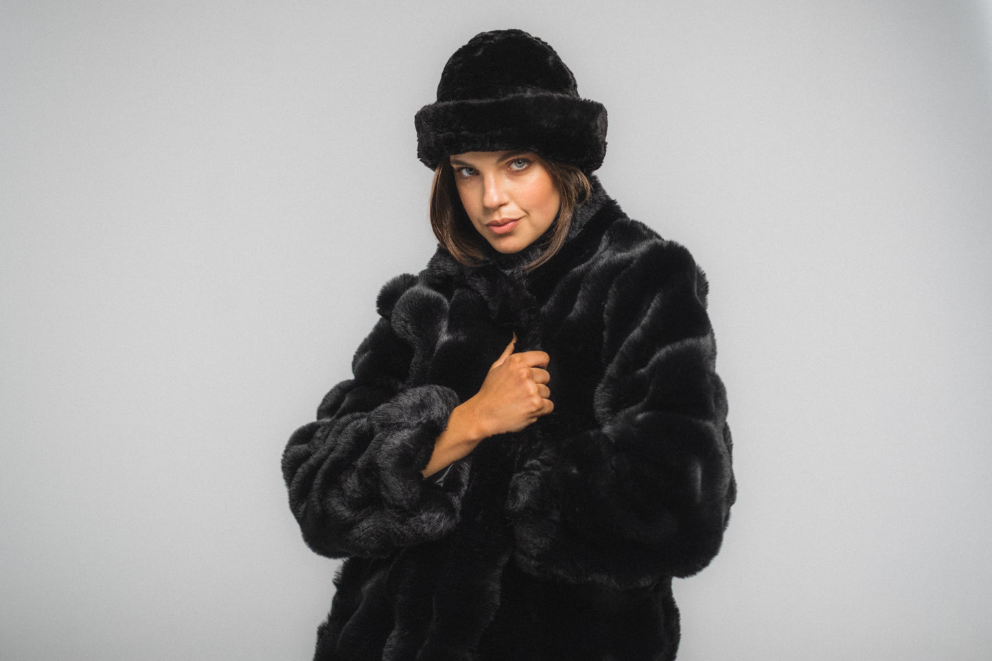 Cloud Black Fur Coat