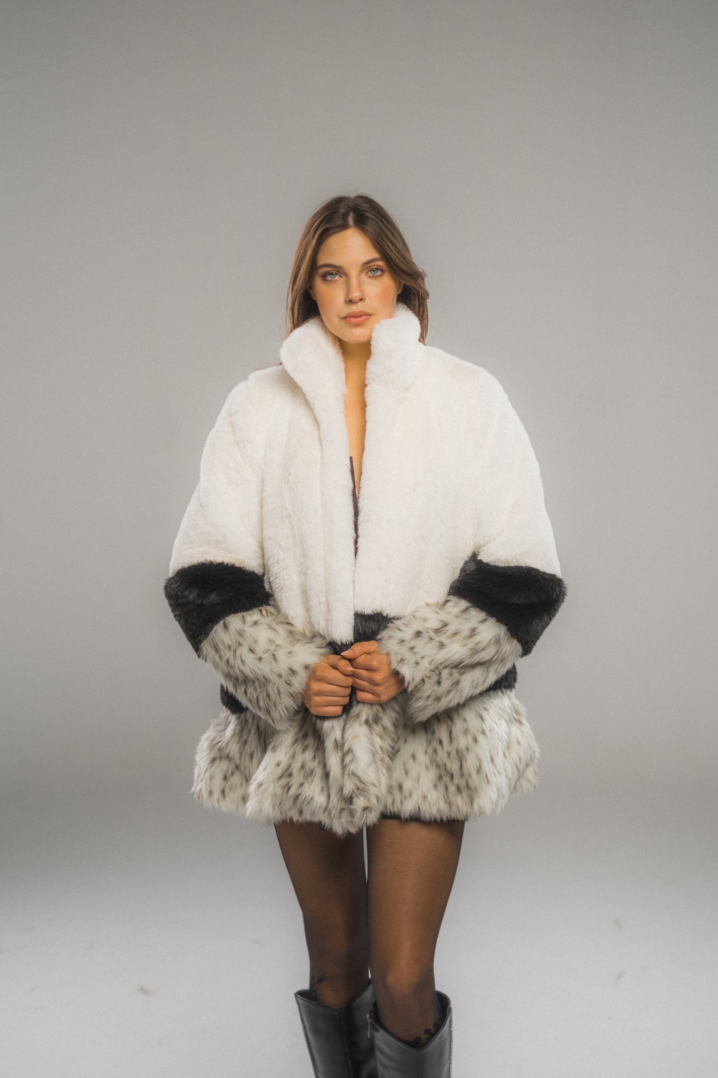 Three-Colored Fur Jacket