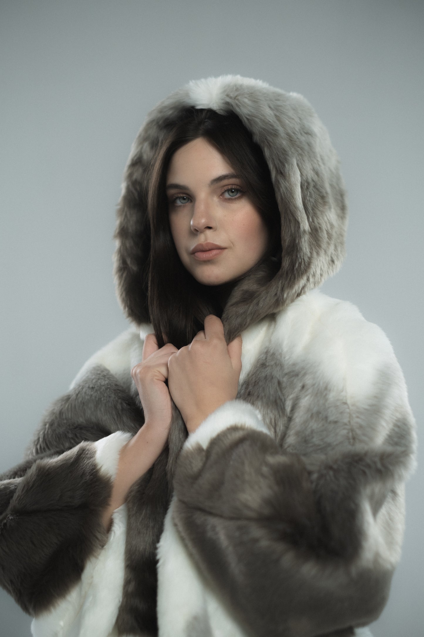 Two-Colored Fur cape Jacket