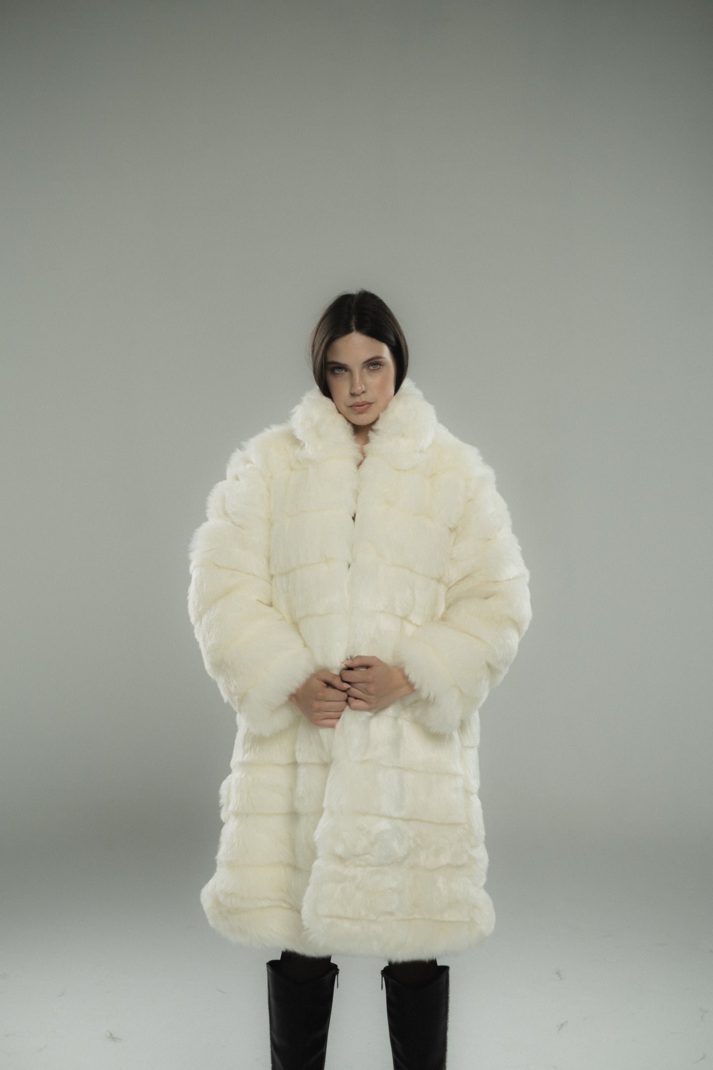 Prominent Thick Striped Fur Coat