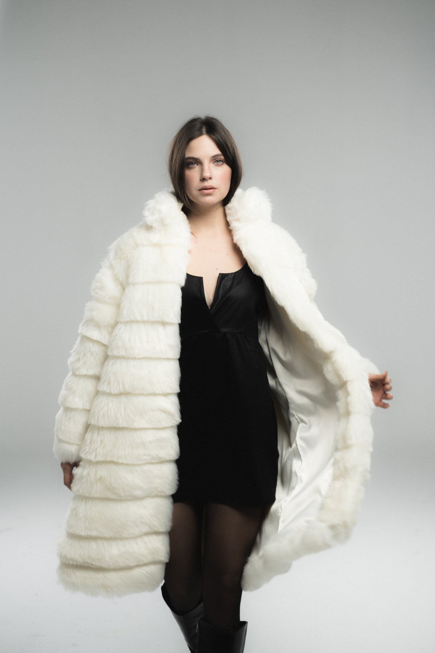 Prominent Thick Striped Fur Coat