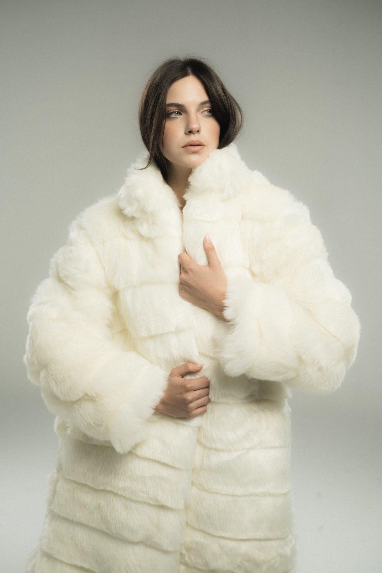 Prominent Thick Striped Fur Coat