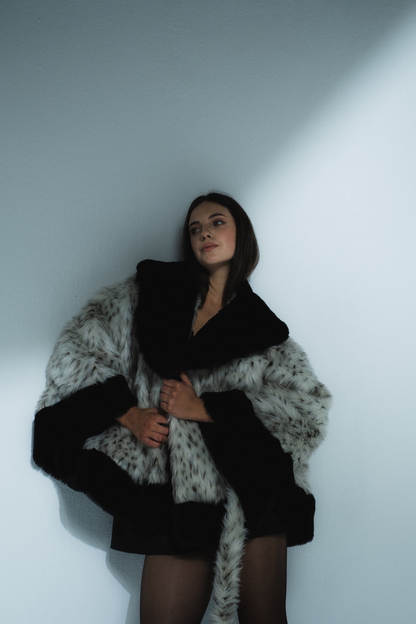 Tiger-Black Cape Fur Jacket