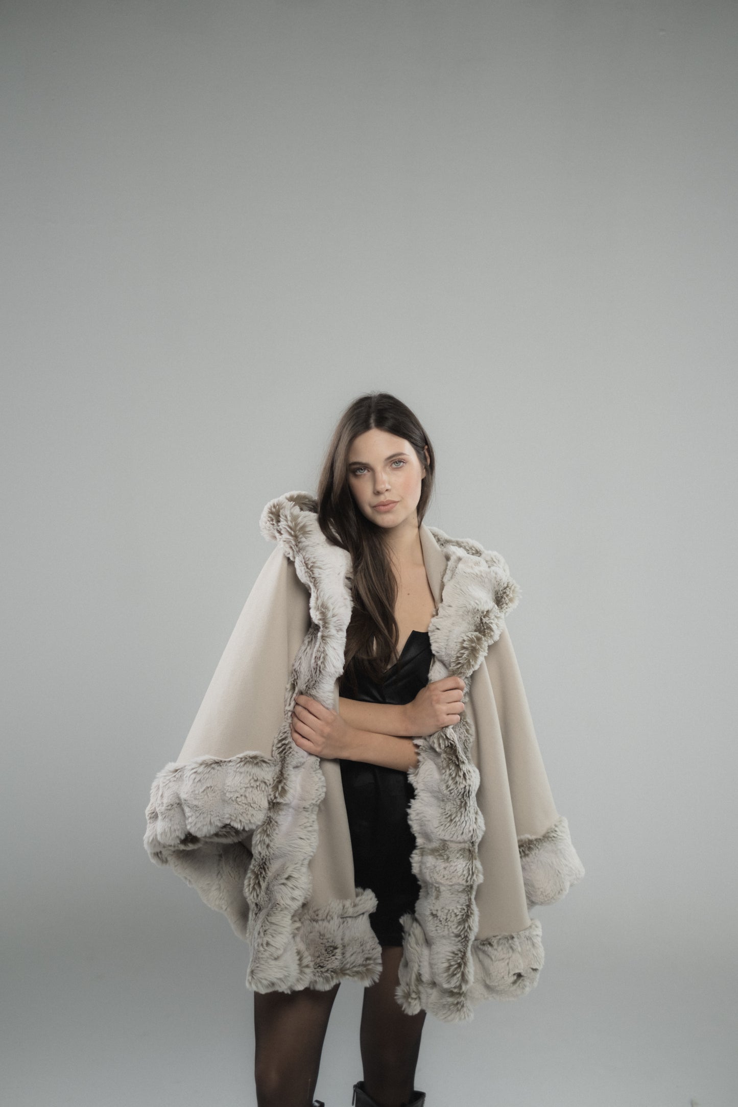 Beige-Grey Russet-Fur Cape