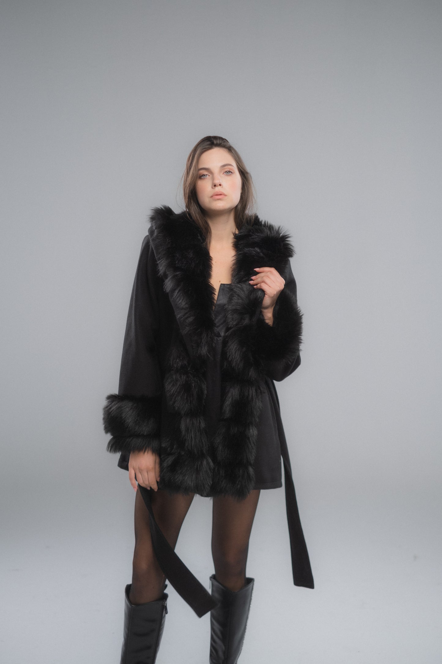 Russet-Fur Black Front Jacket
