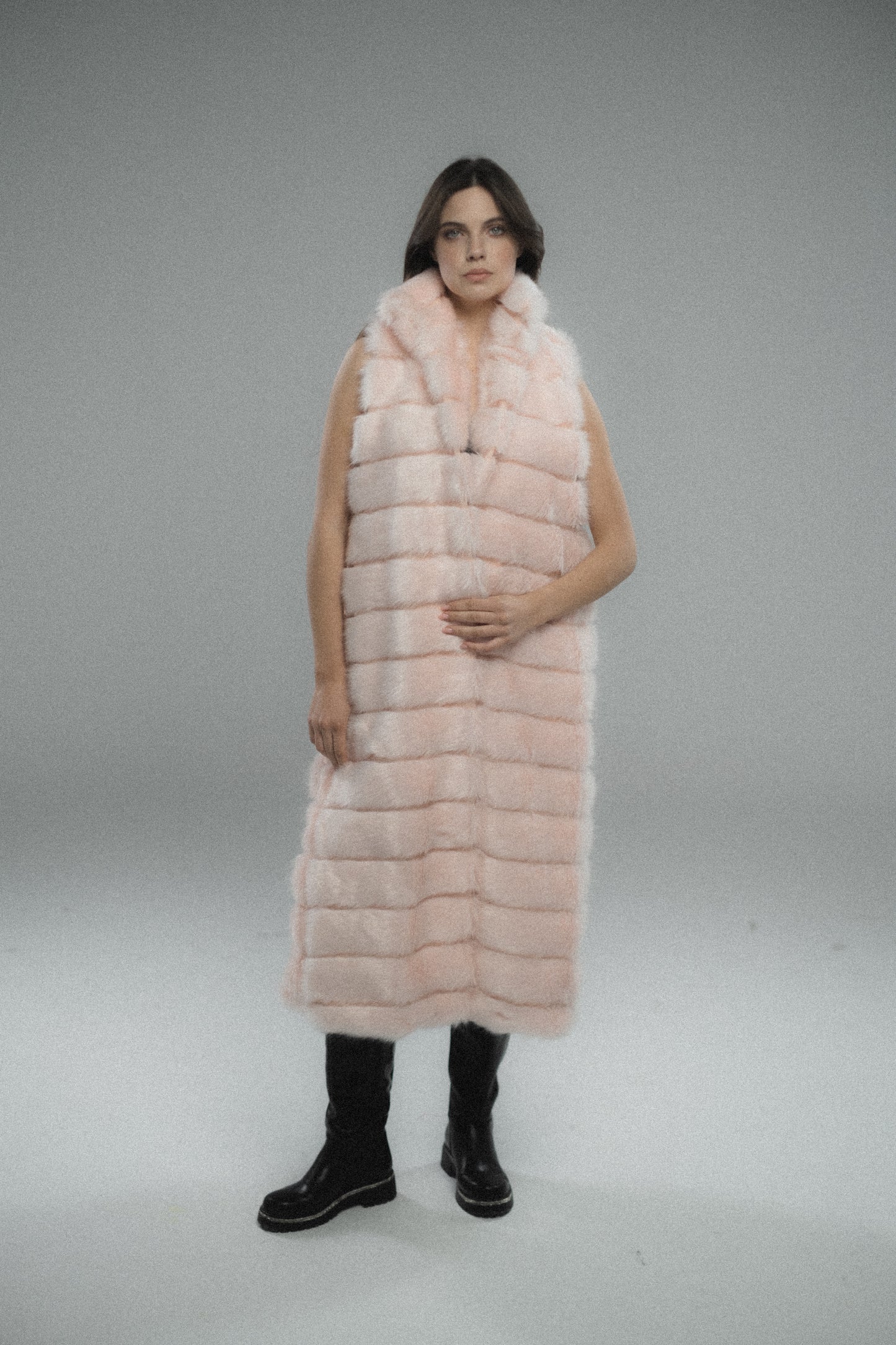 Long Striped Fur Coat