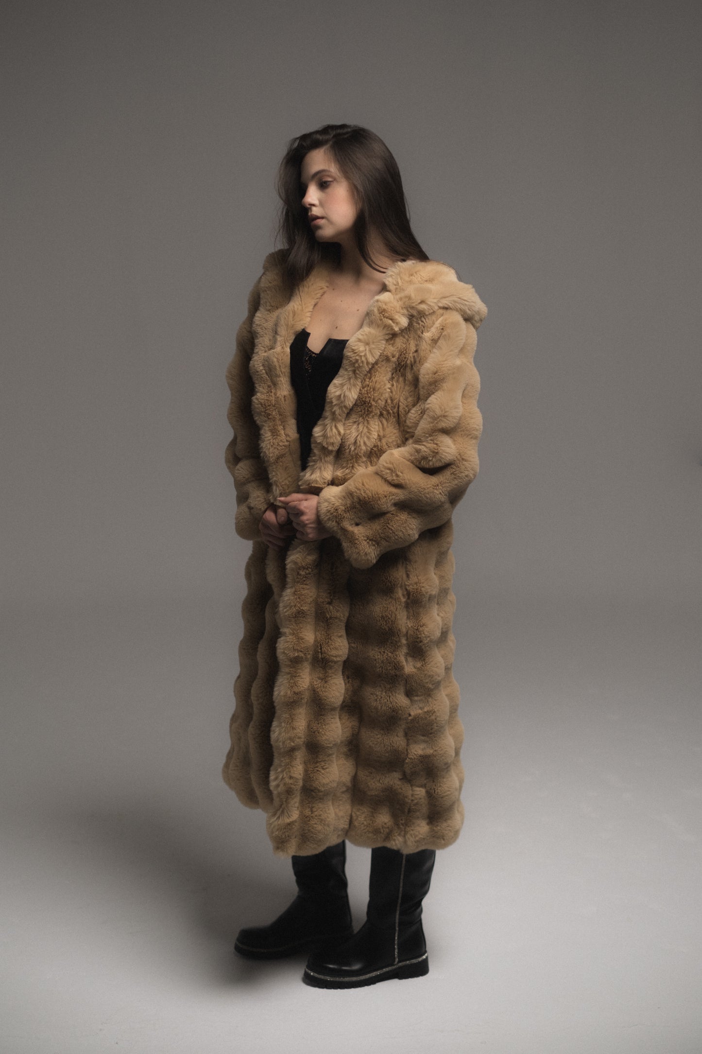 Cloud-Like Camel Fur Coat