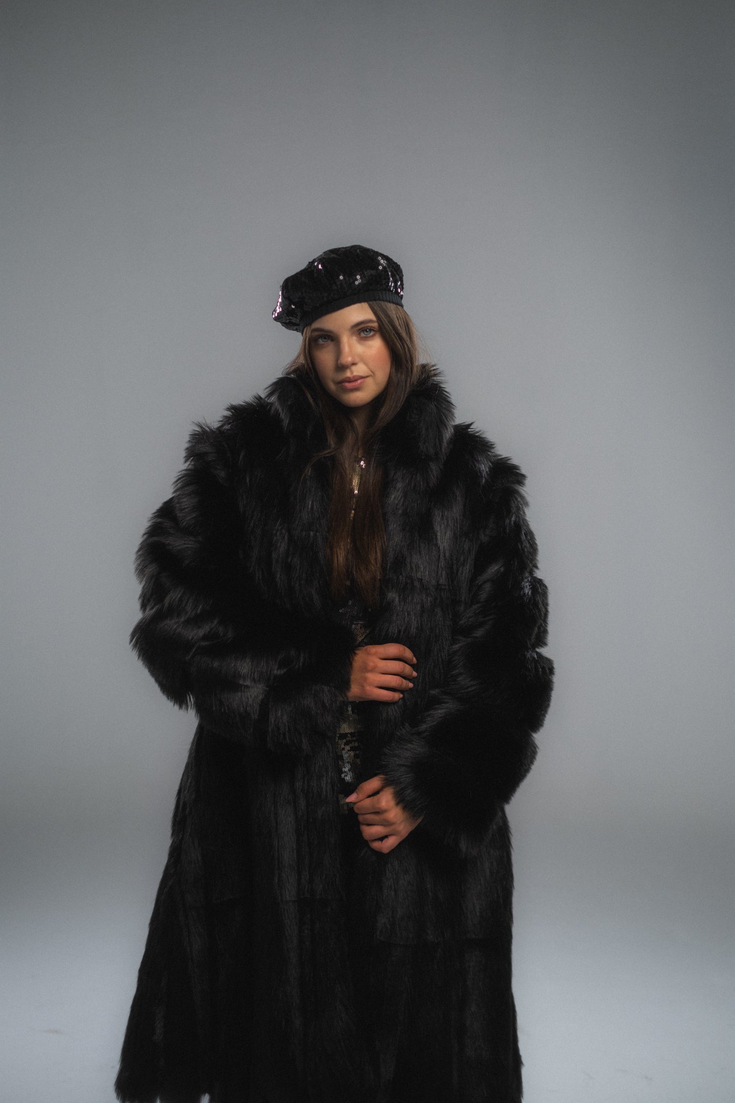 Two-Way Striped Fur Coat