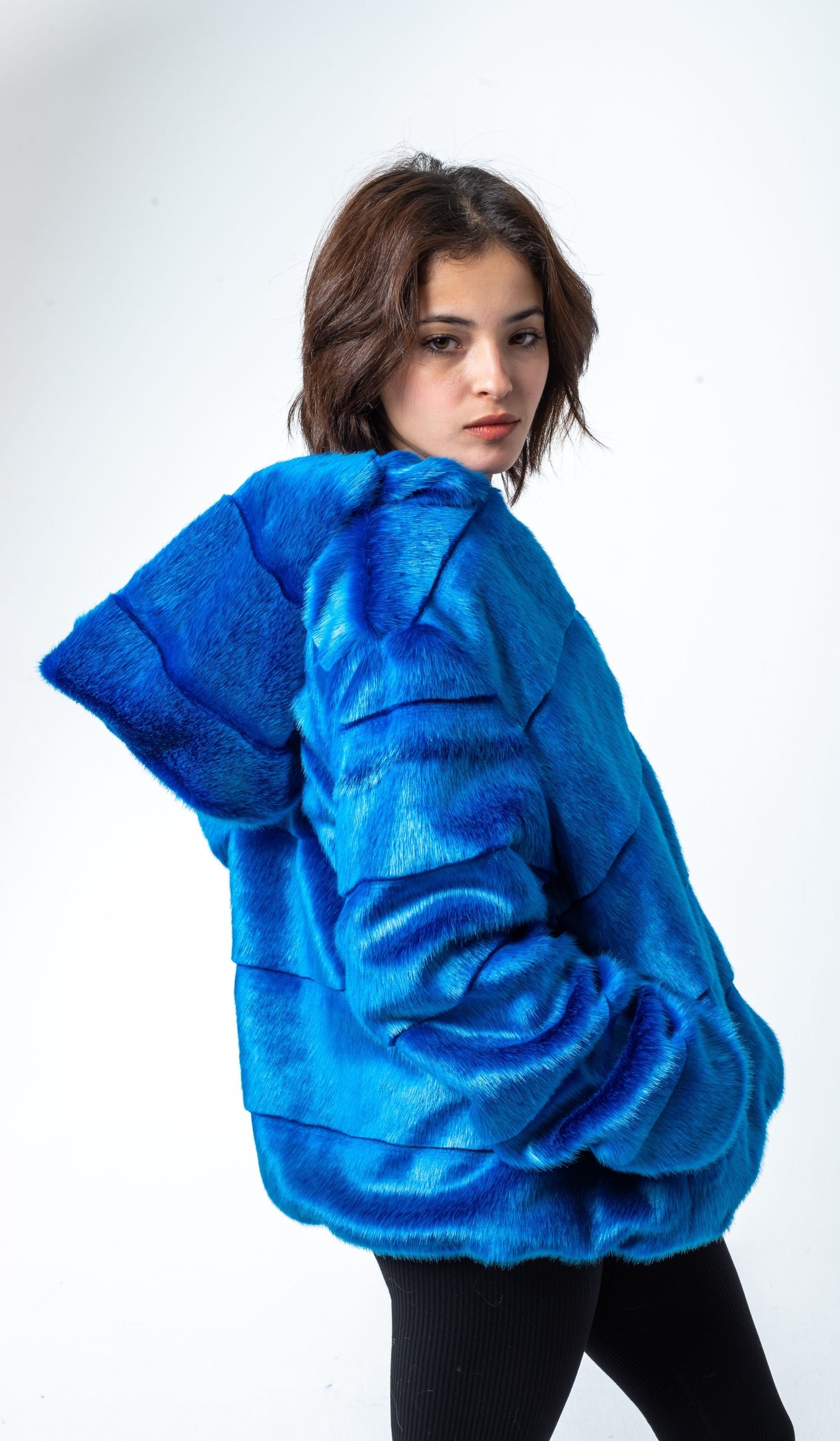 Azure Blue Fur Jacket