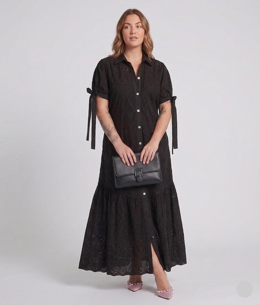 MIDNIGHT ROKAMA SHIRT-DRESS - RAVEN BLACK