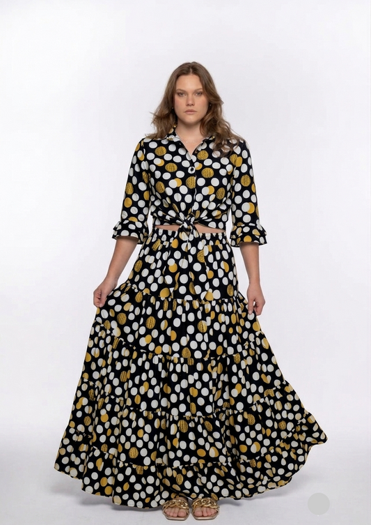 JET & OCHRE POLKA DOT SET