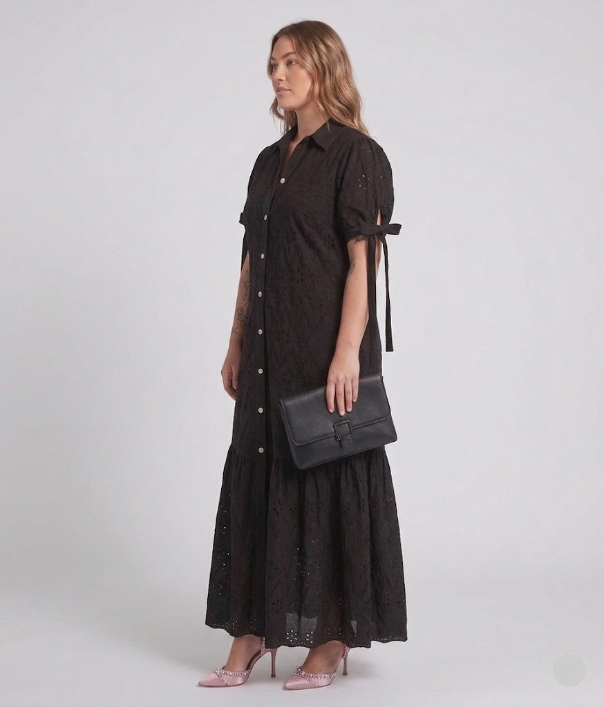 MIDNIGHT ROKAMA SHIRT-DRESS - RAVEN BLACK