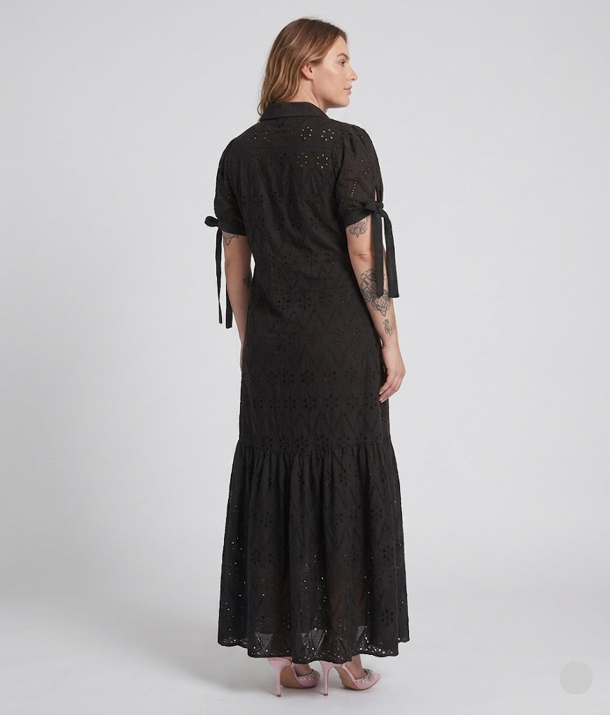 MIDNIGHT ROKAMA SHIRT-DRESS - RAVEN BLACK