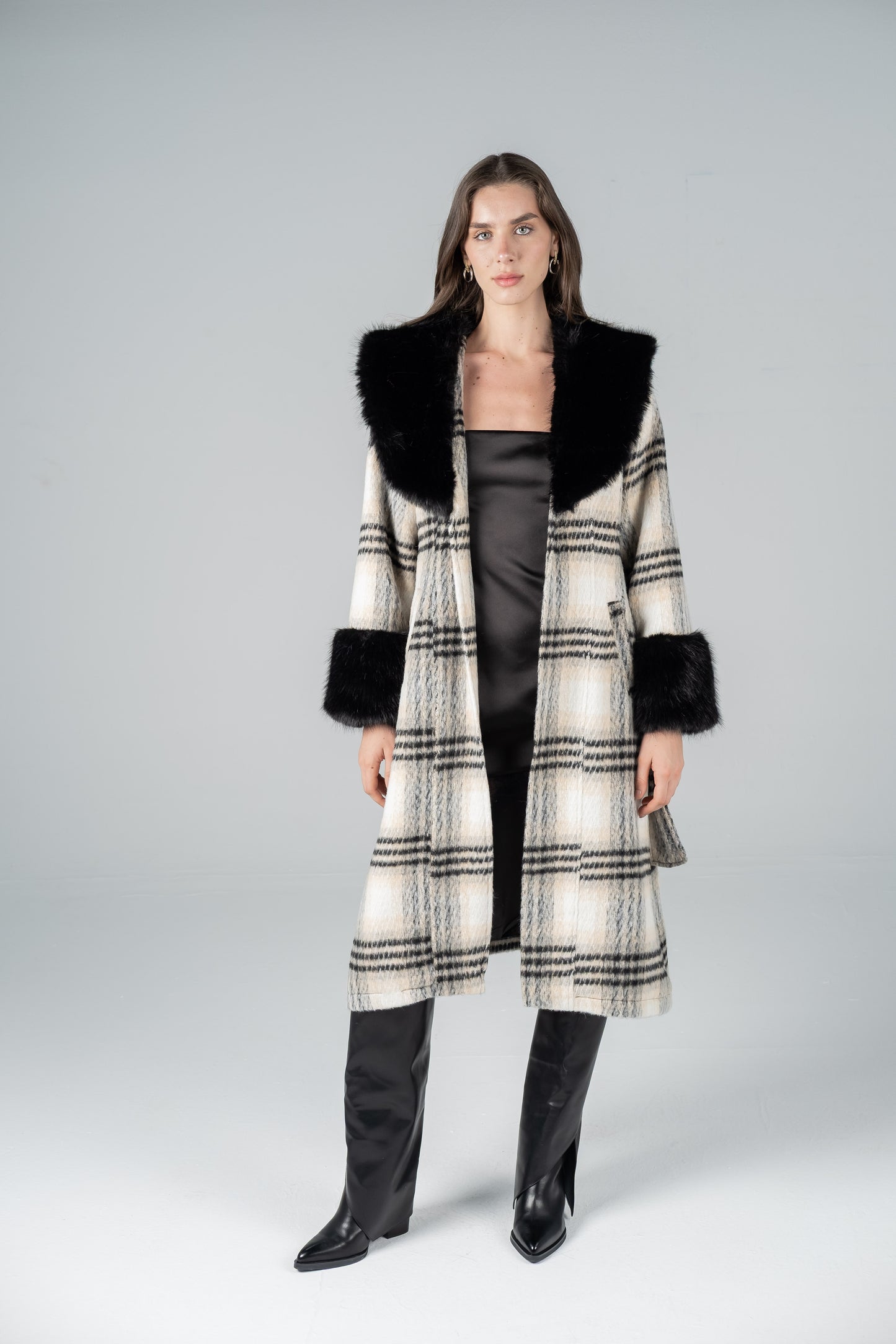 IVORY TARTAN GLAM COAT