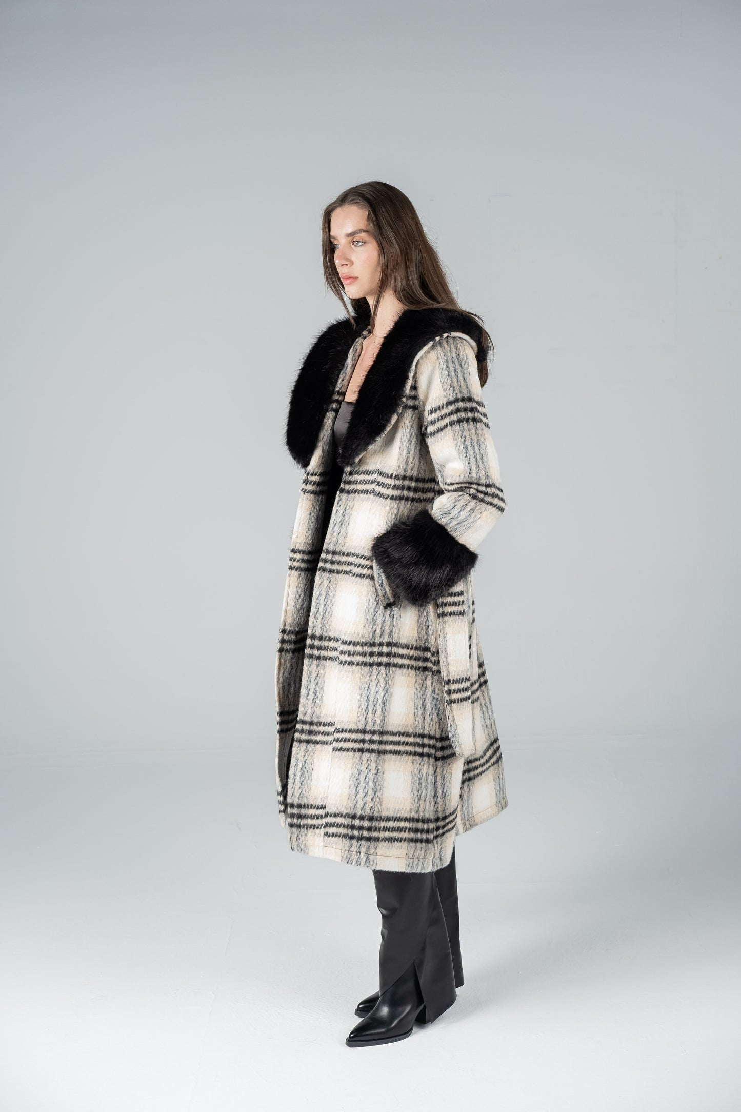IVORY TARTAN GLAM COAT