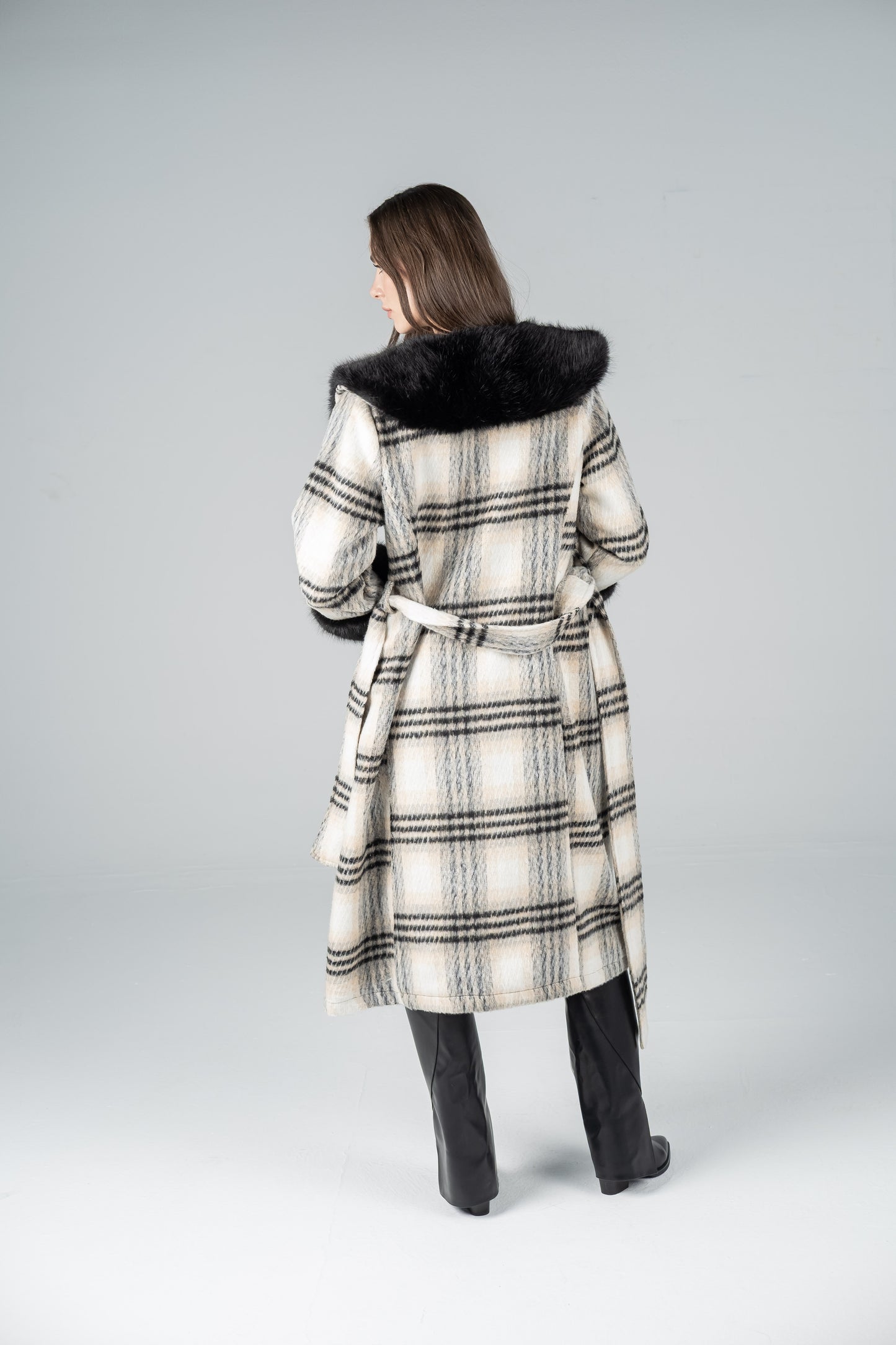 IVORY TARTAN GLAM COAT