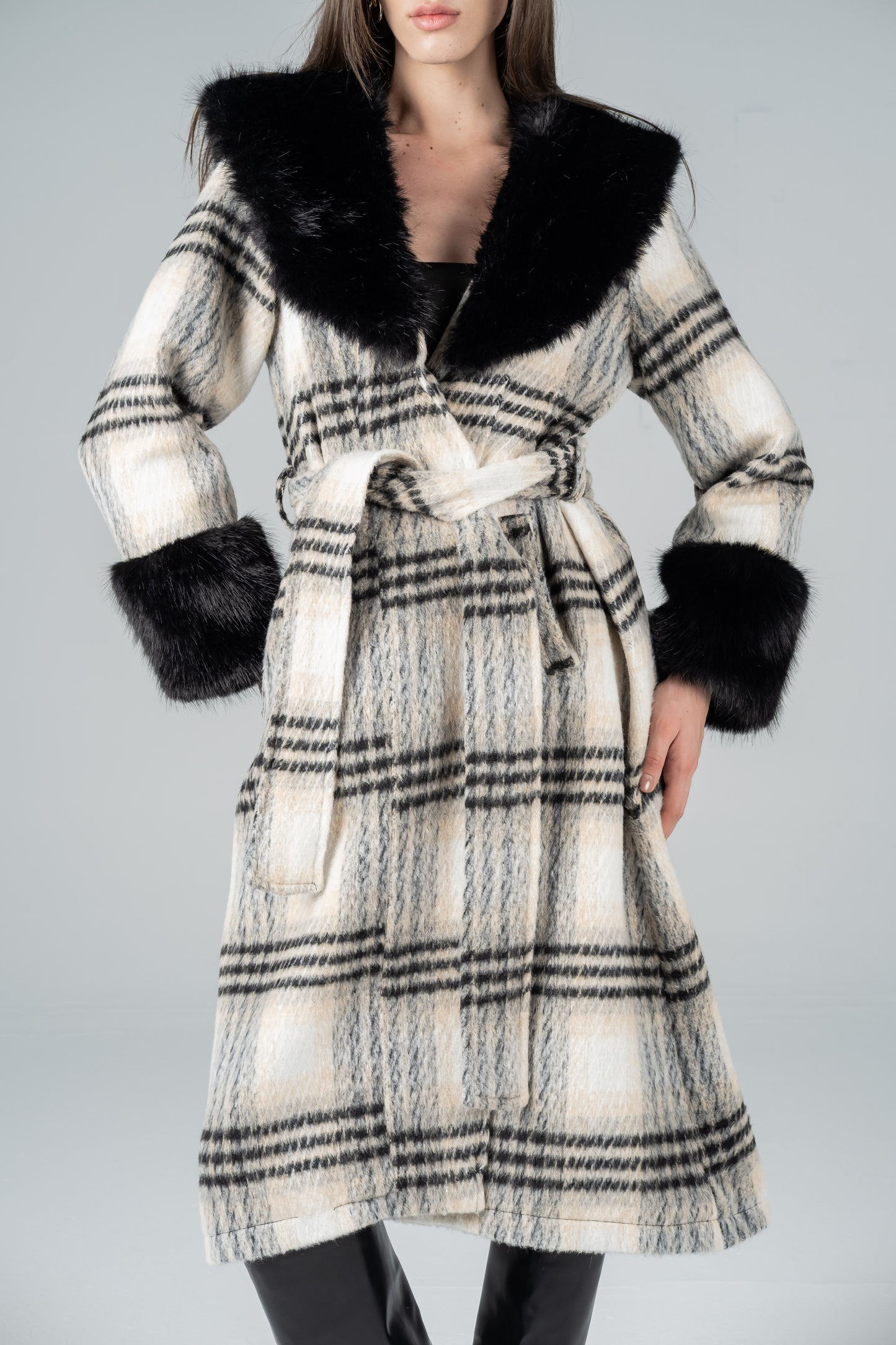 IVORY TARTAN GLAM COAT