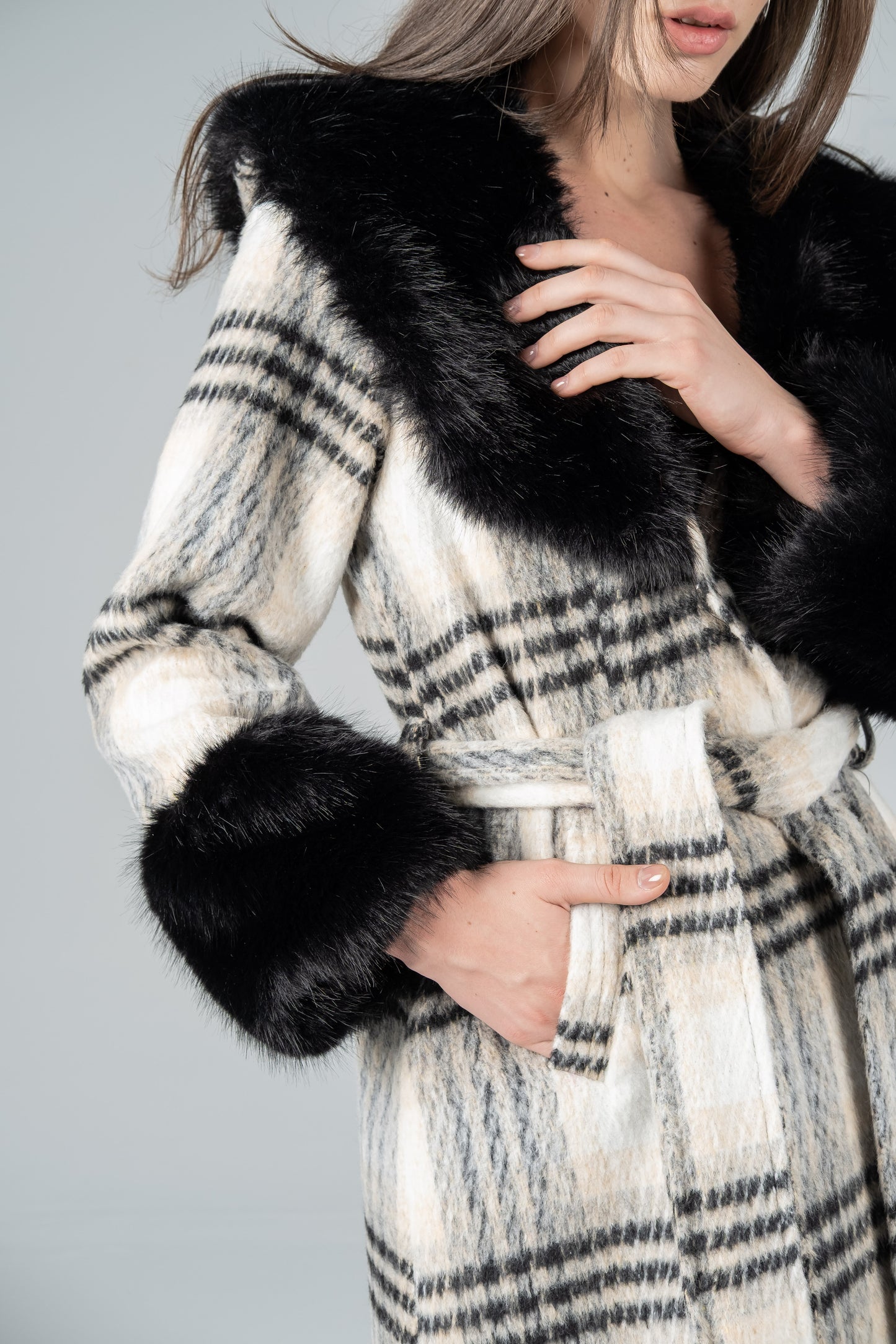 IVORY TARTAN GLAM COAT
