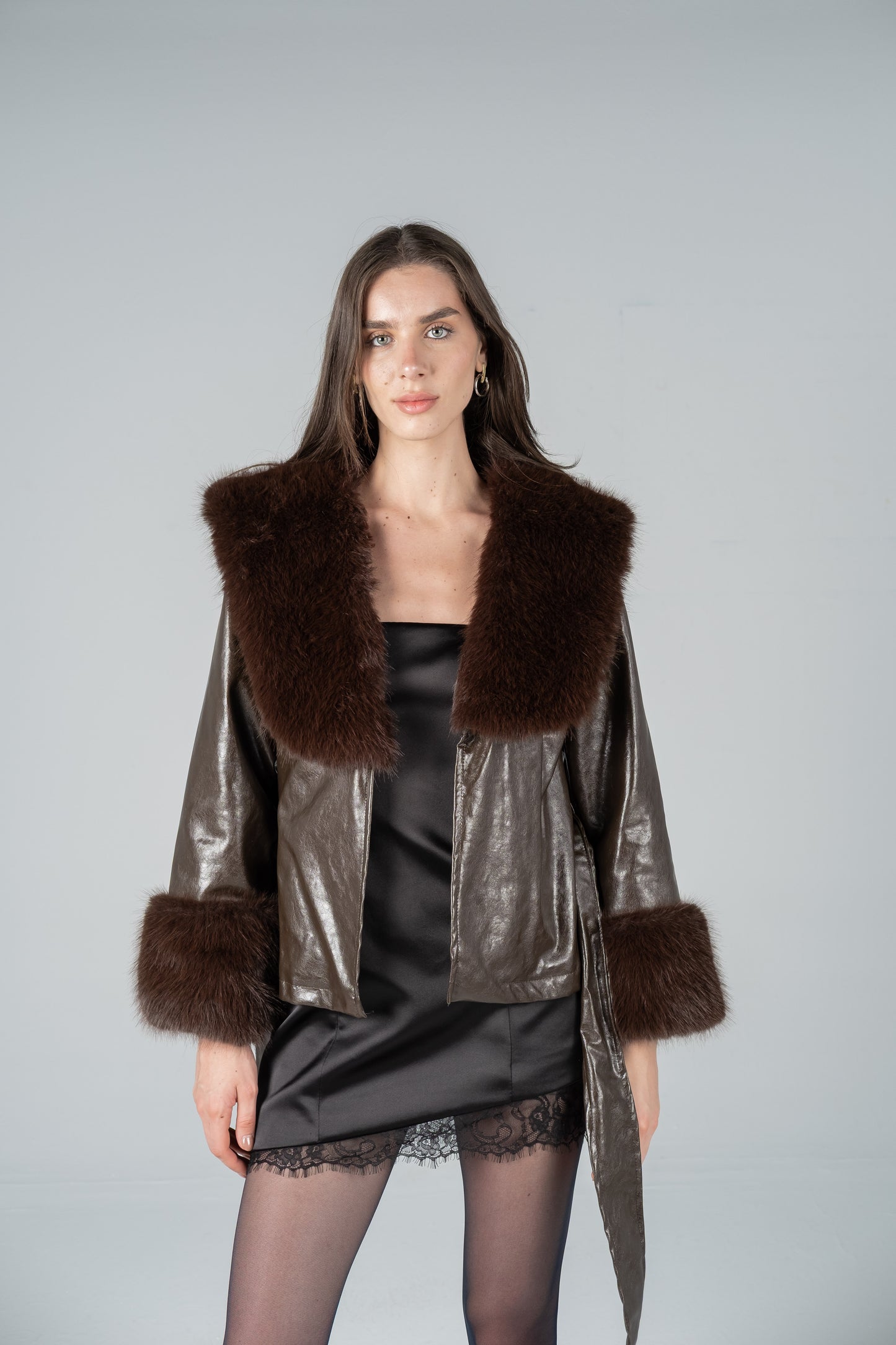 CHOCOLATE GLOSS TRIM JACKET