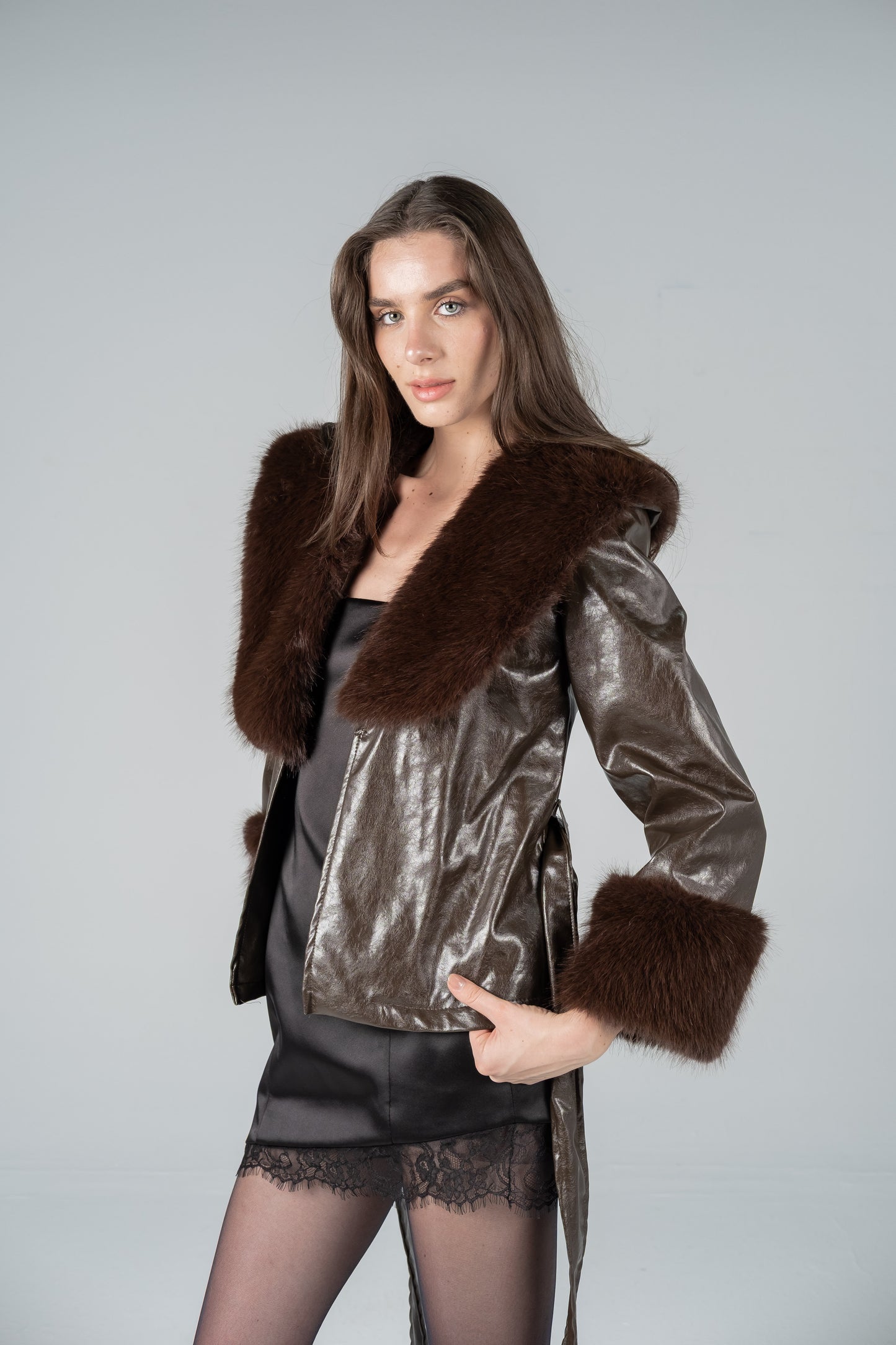 CHOCOLATE GLOSS TRIM JACKET