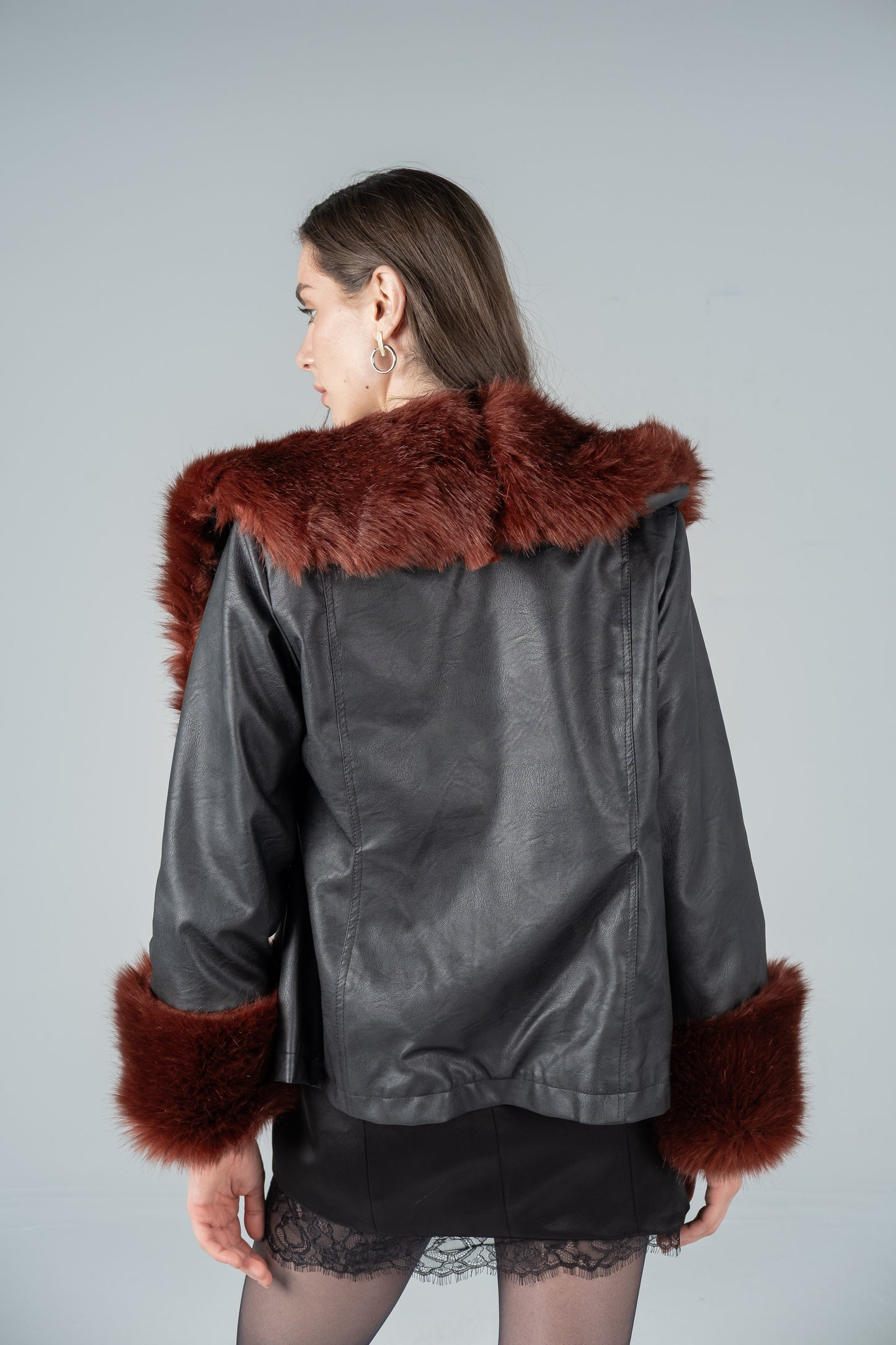 MAROON TRIM AVIATOR JACKET