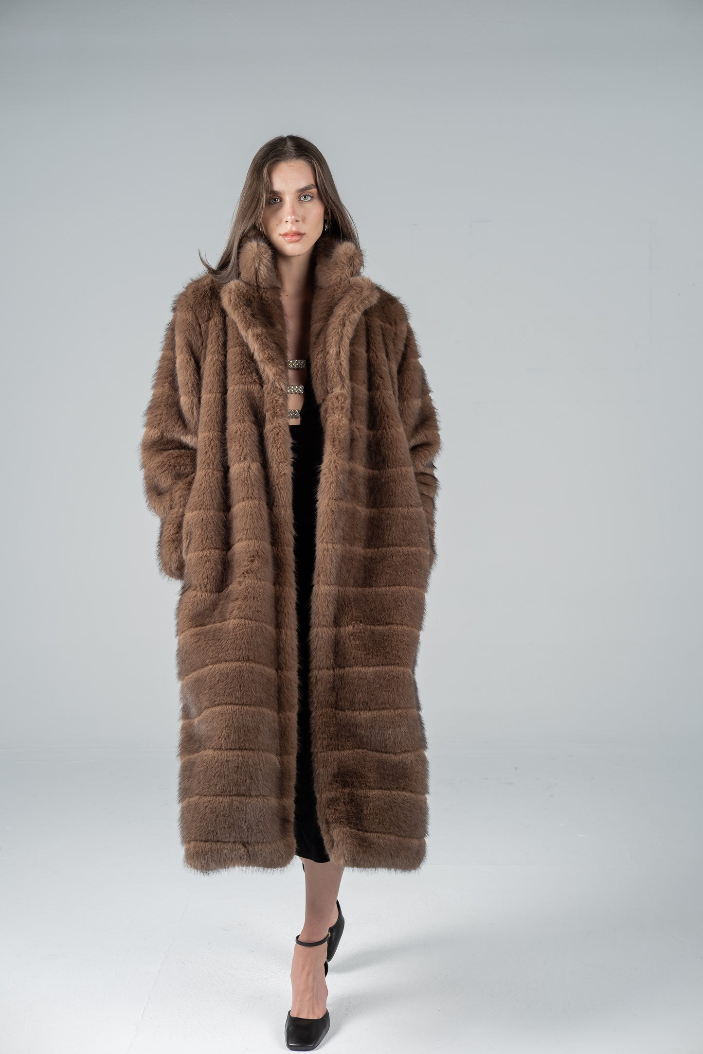 CHOCOLATE BROWN FUR COAT