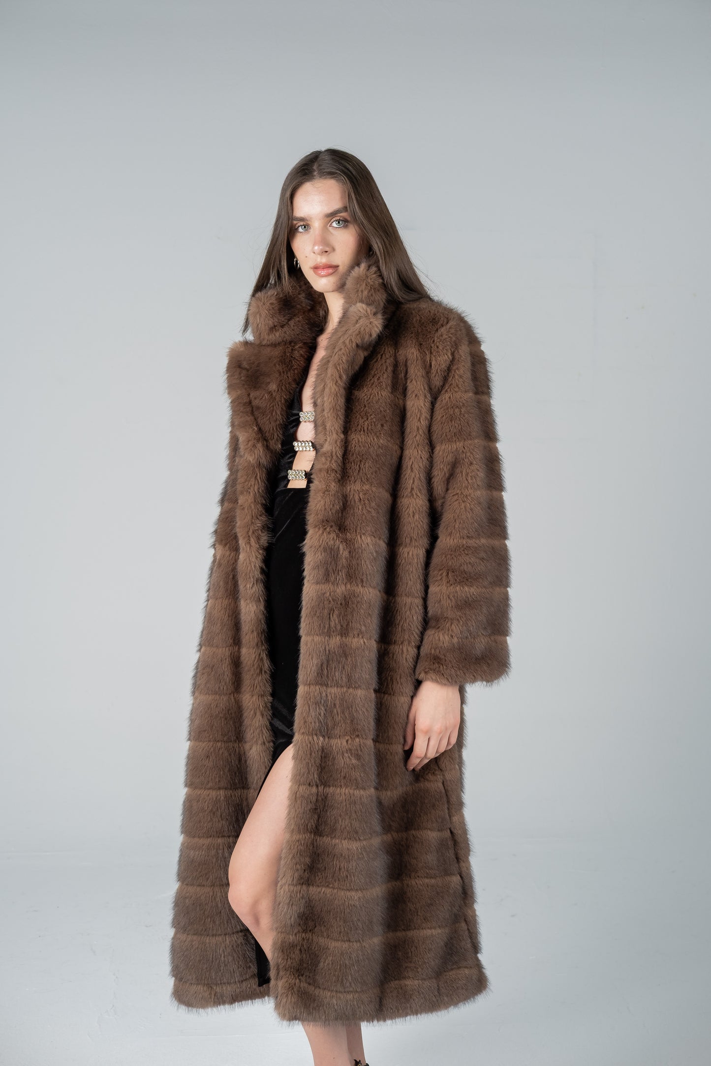 CHOCOLATE BROWN FUR COAT