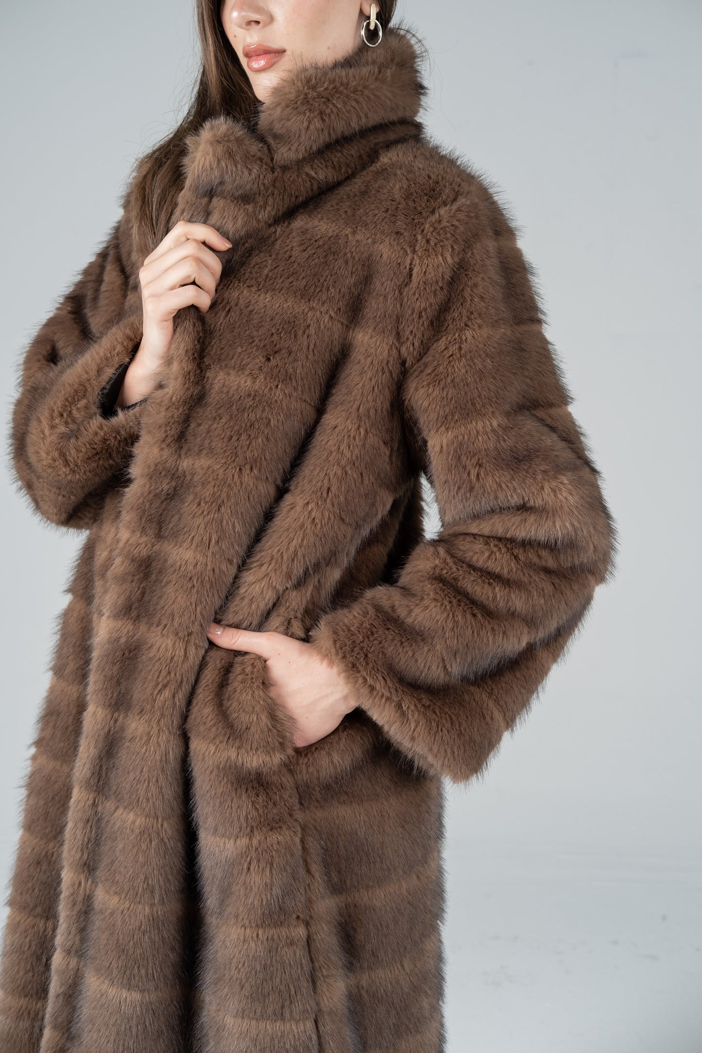 CHOCOLATE BROWN FUR COAT
