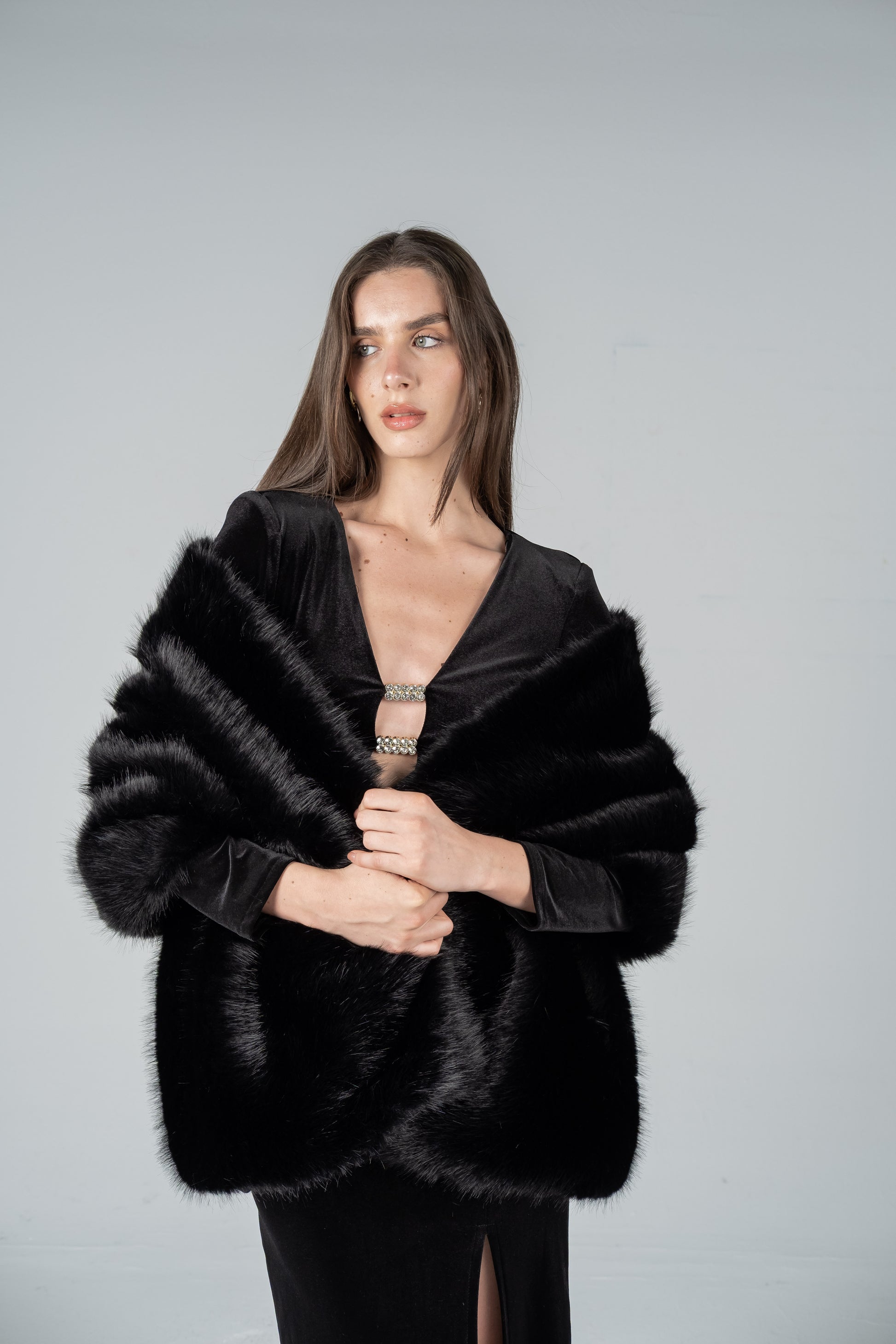 black fur shawl for dress Black Fox Fur Stole at Fur Hat World