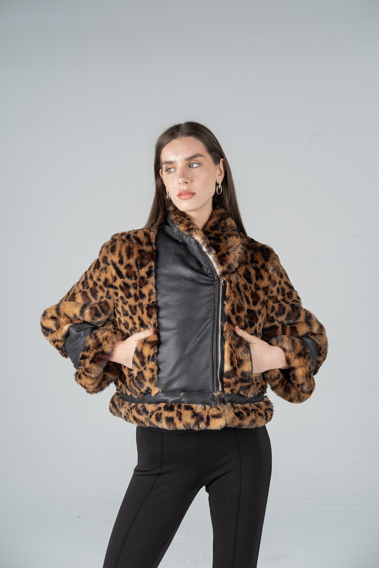 LEATHER-FUR BOMBER JACKET