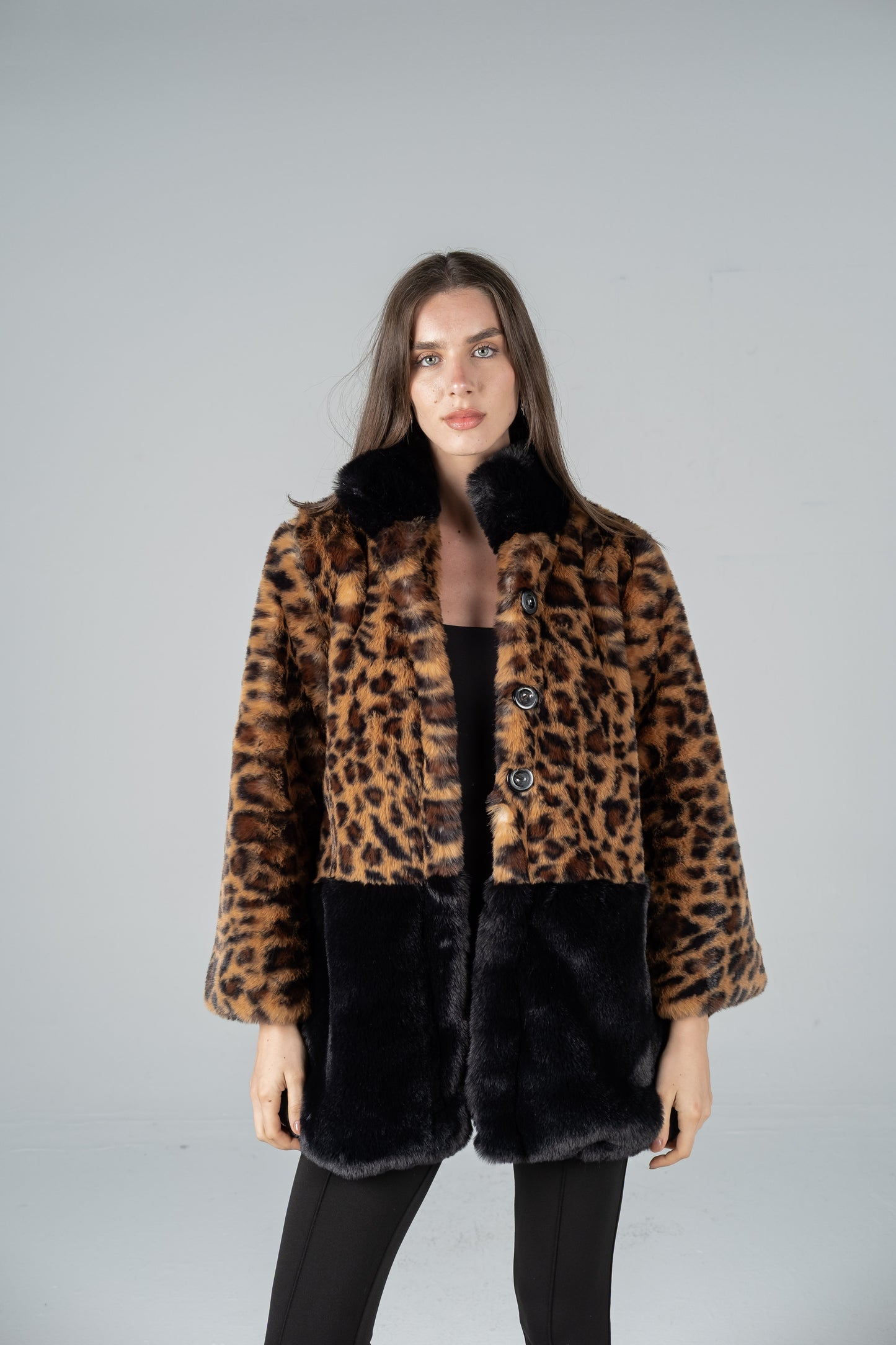 TWO-TONE LEOPARD FUR JACKET