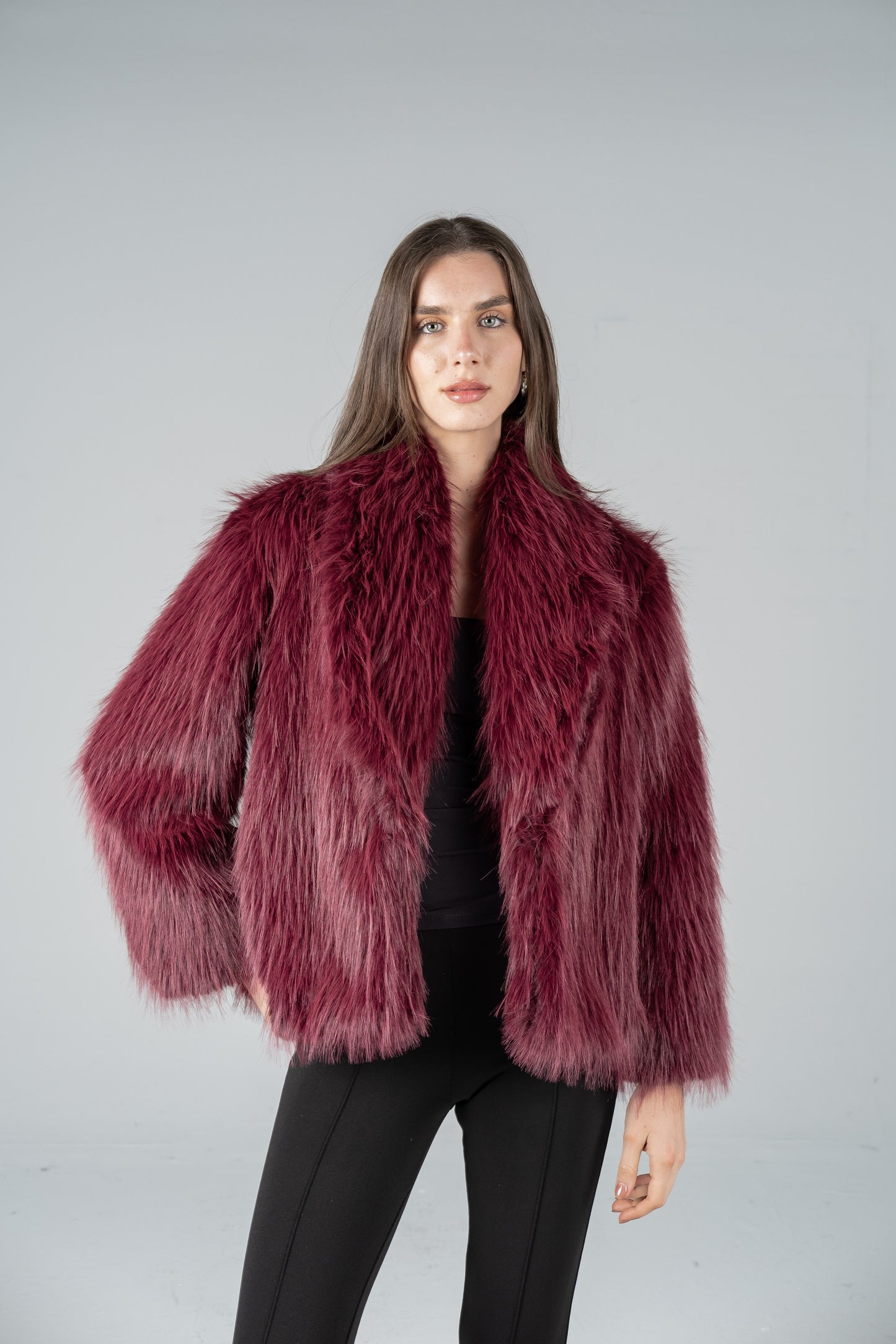 CROPPED SHAGGY FUR JACKET