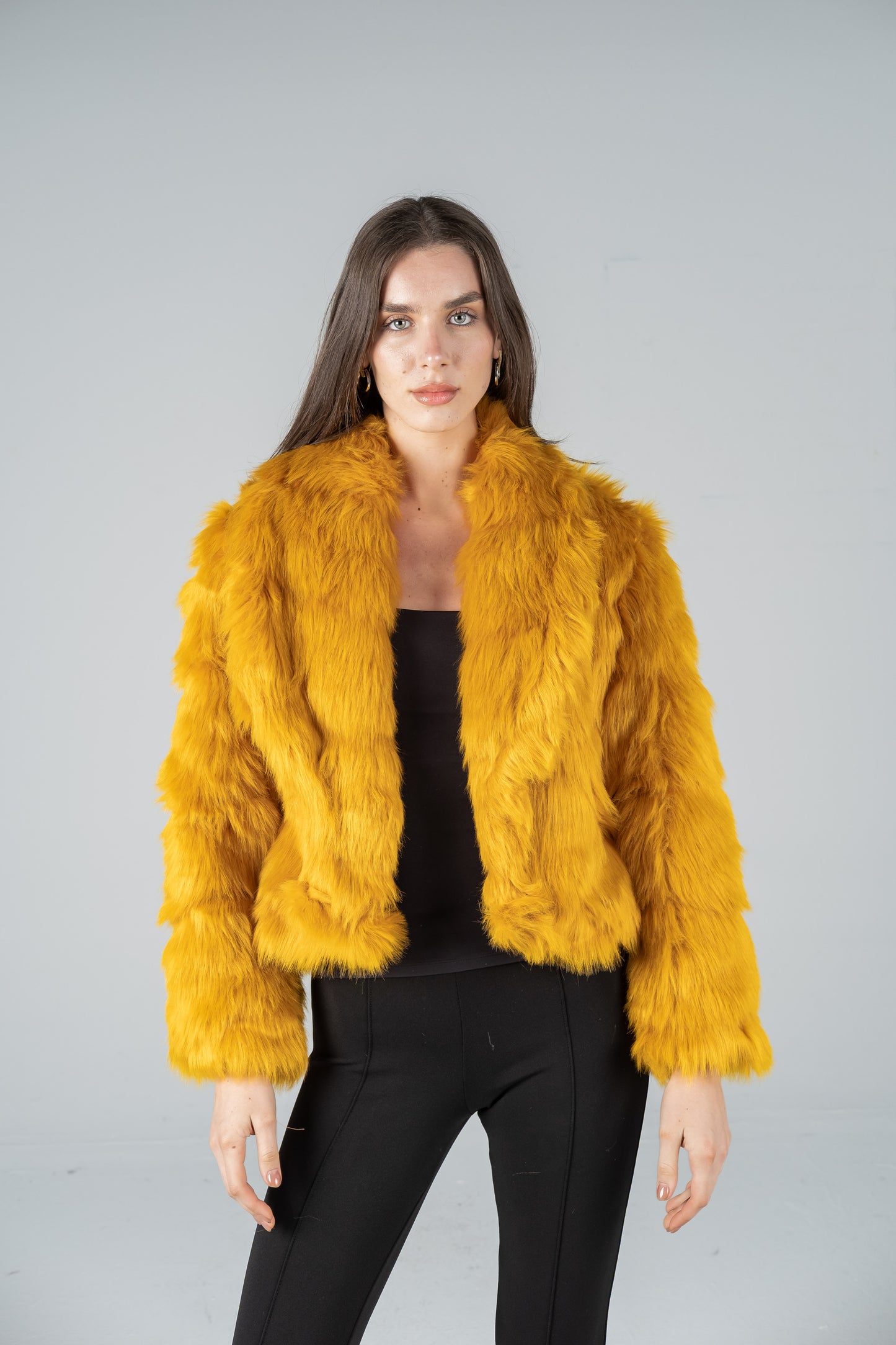 CROPPED GOLD FUR JACKET