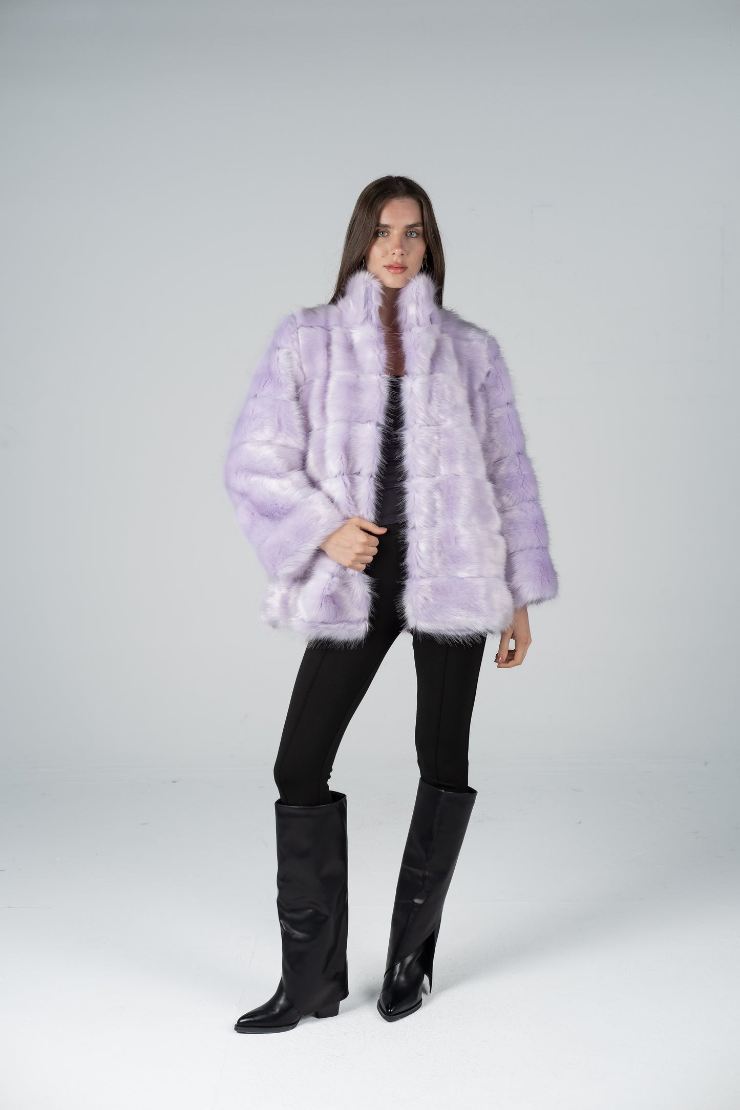 LAVENDER BANDED FUR JACKET
