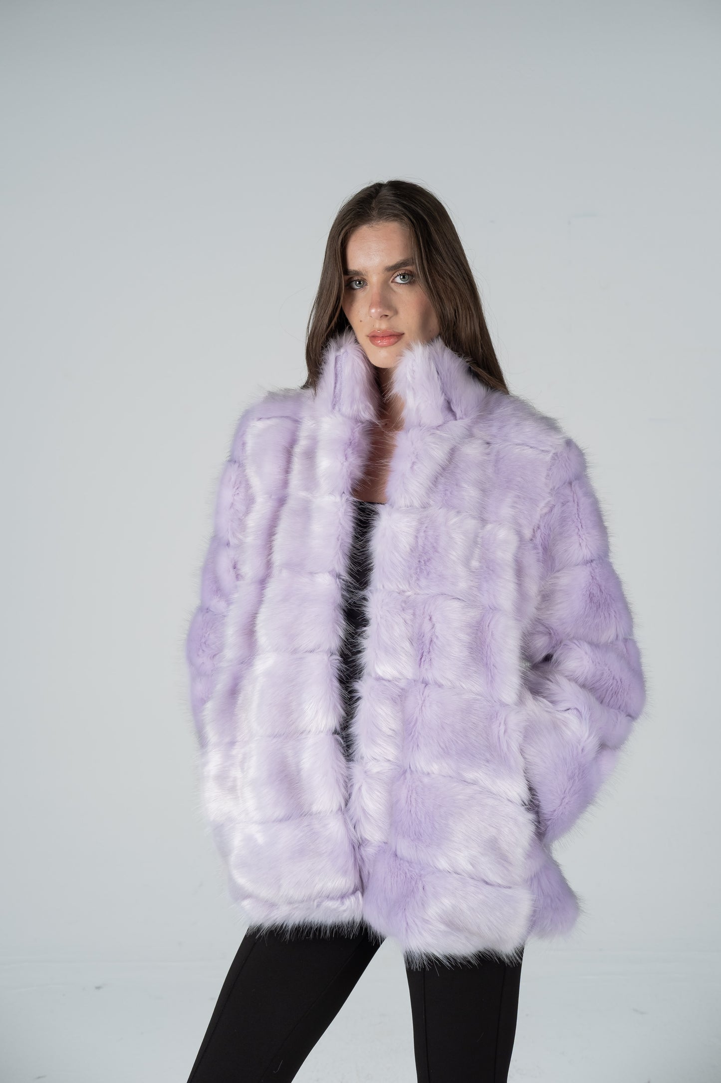 LAVENDER BANDED FUR JACKET