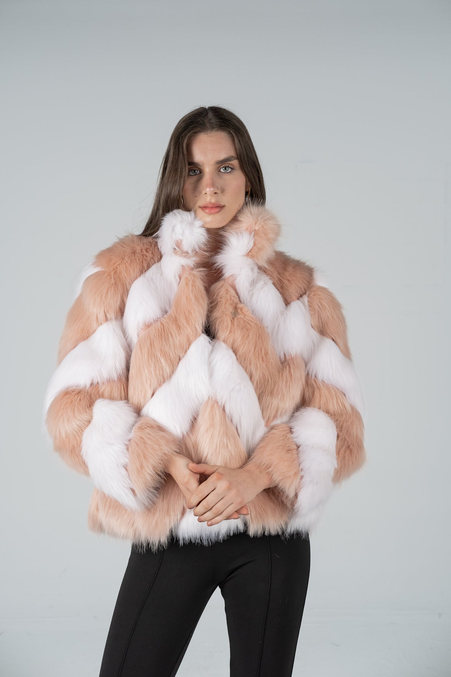 CHEVRON MULTICOLOR FUR JACKET