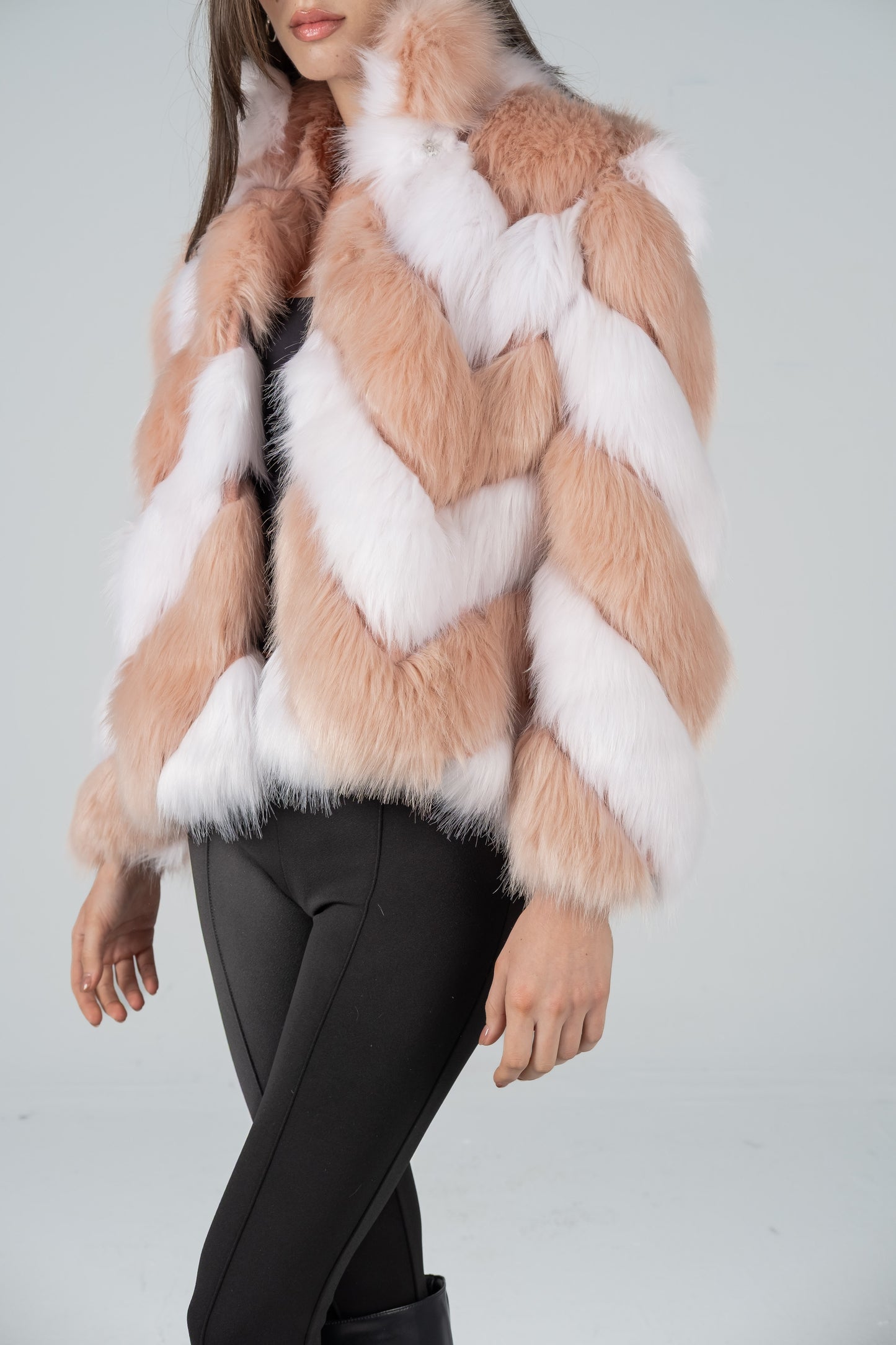 CHEVRON MULTICOLOR FUR JACKET